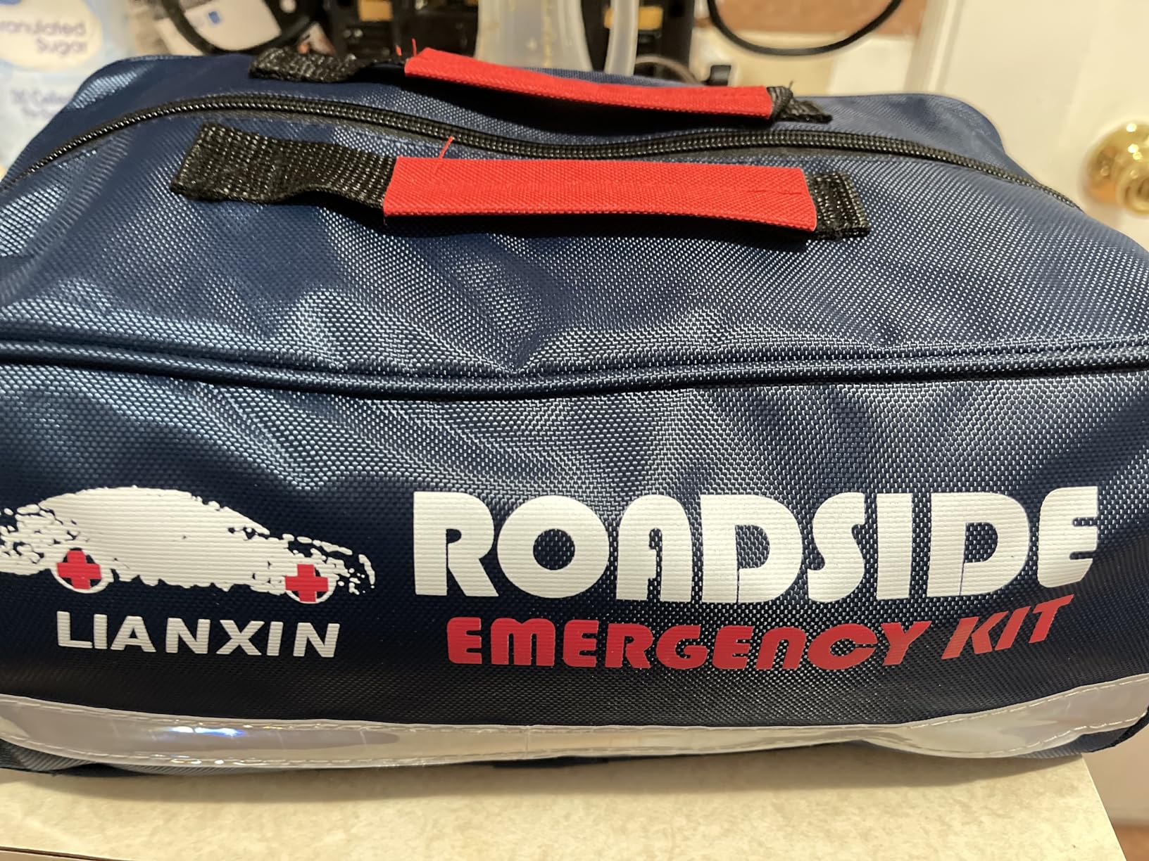 LIANXIN Roadside Assistance Emergency Kit - Car Emergency Kit with Jumper Cables (Upgraded) Emergency Roadside Kit for Car 142 Pieces Car Safety Kits,Tow Strap,Tool Kit,Reflective Warning Triangle customer photo 2