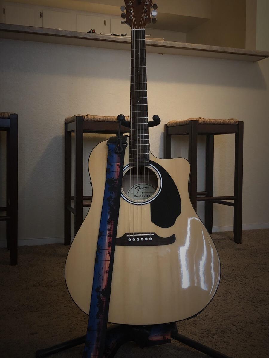 Fender FA-125CE Dreadnought Cutaway Acoustic-Electric Guitar - Natural Bundle with Gig Bag, Tuner, Strap, Strings, Picks customer photo 1