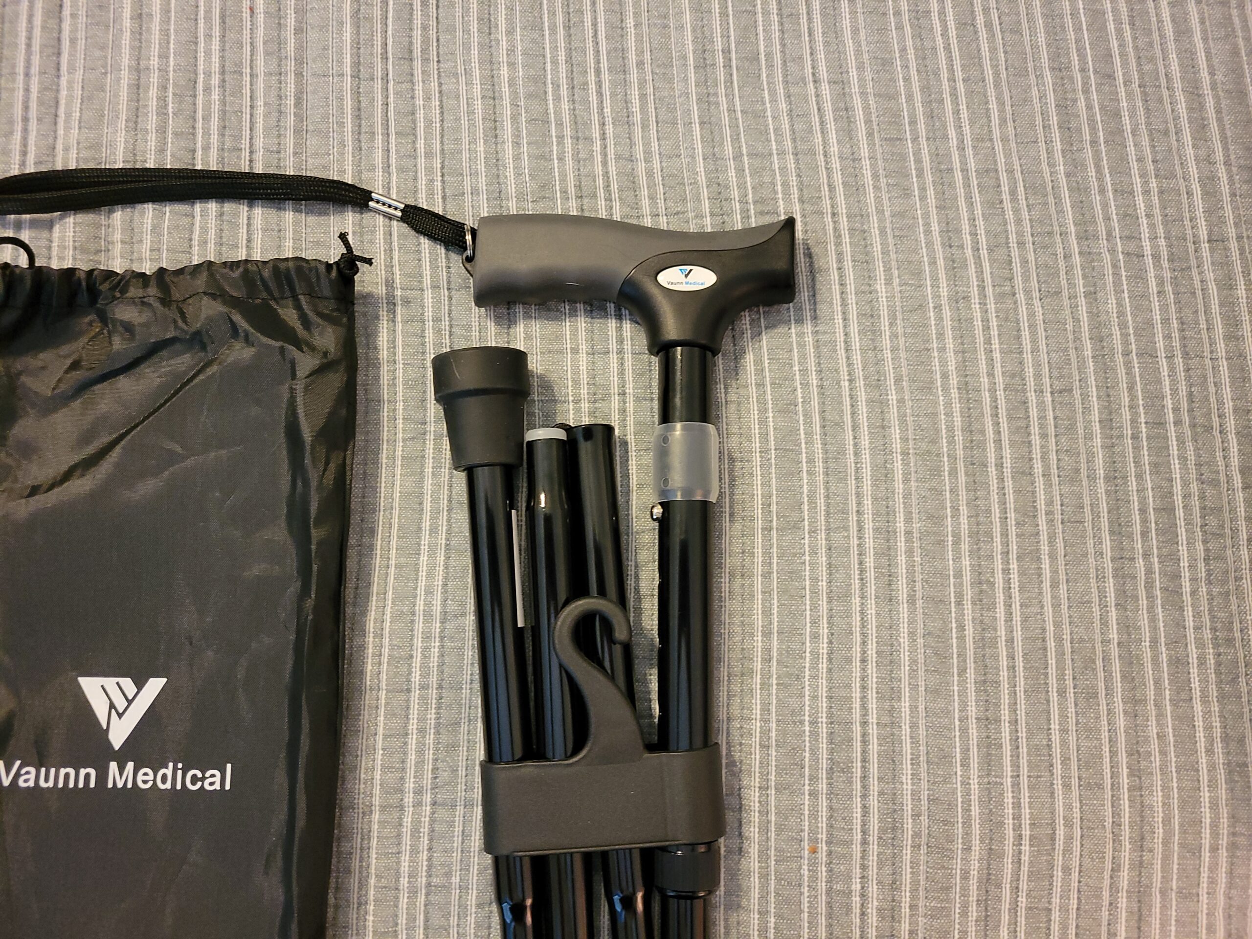 Vaunn Medical Easy Grip Height Adjustable Folding Cane/Walking Stick with Strap/Pouch- Compact, Portable, and Safe Walking Assistant- Non-Slip Grip Handle- Men, Women, Elderly customer photo 2