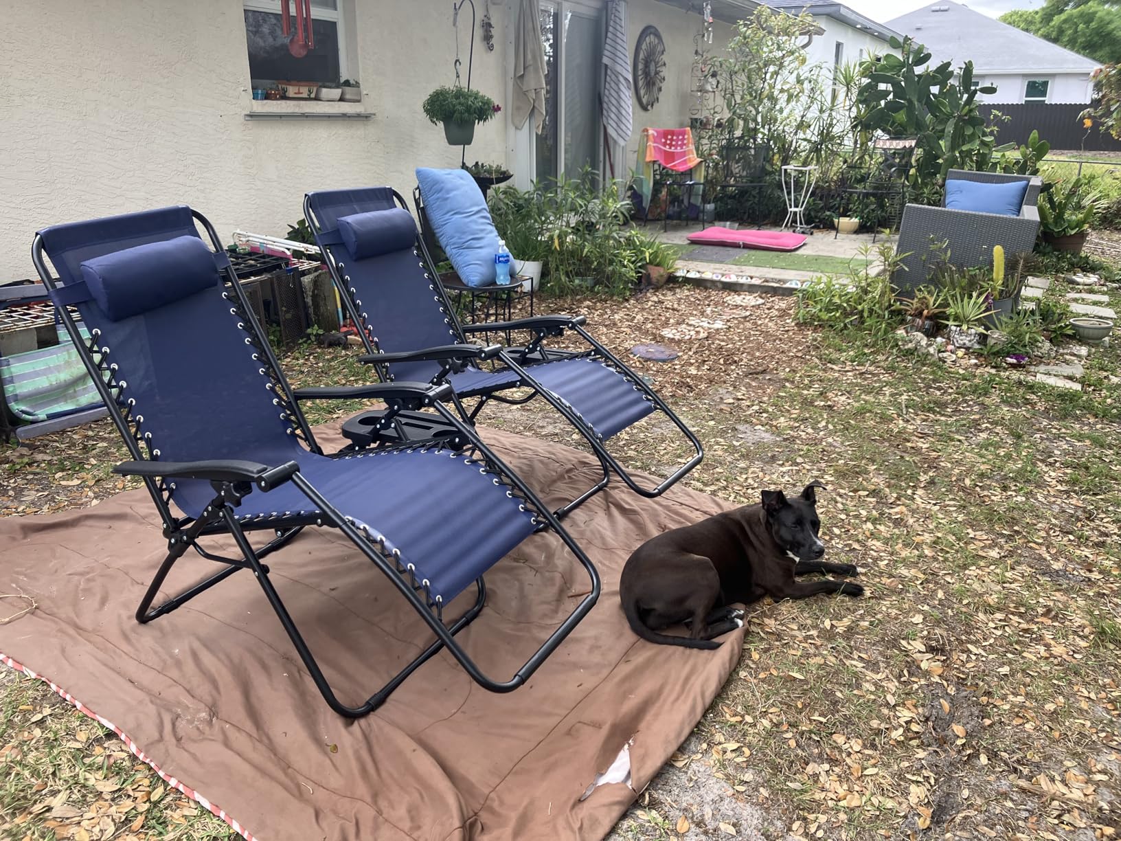 Homall Zero Gravity Chair Patio Folding Lawn Outdoor Lounge Gravity Camp Reclining Lounge Chair with Cup Holder Pillows for Poolside Backyard and Beach Set of 2 (Blue) customer photo 2