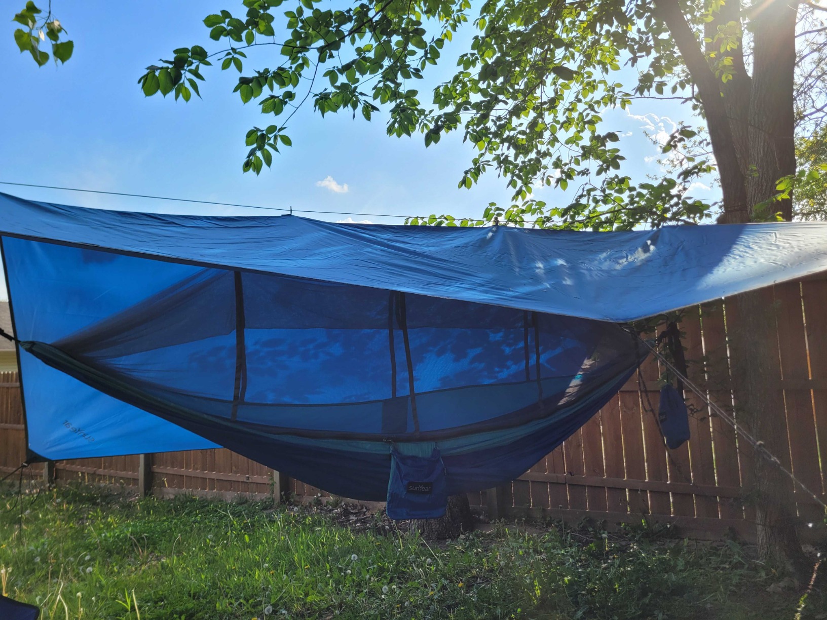 Hammock Rain Fly Tent Tarp Provides Effective Protection Against Rain, Snow. 32ft Long Ridgeline. Big 9.8x9.5ft Durable, Waterproof 210D Oxford customer photo 1