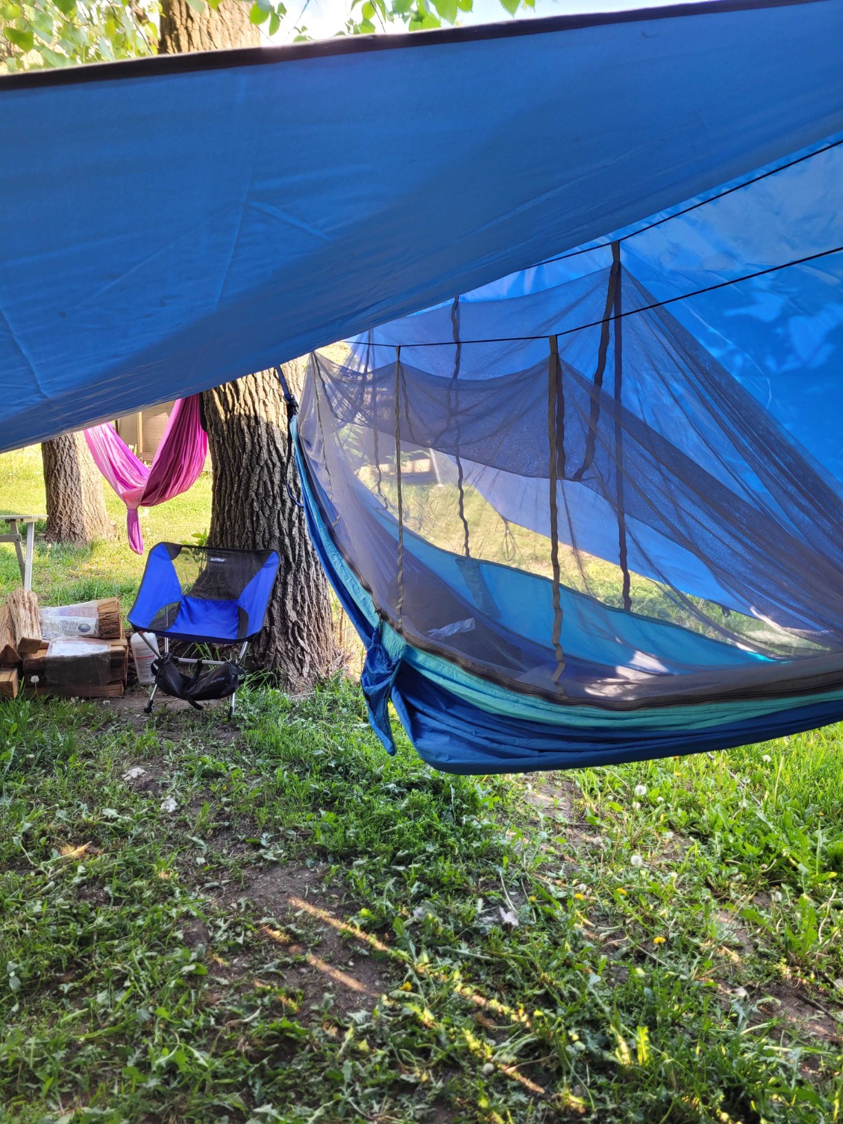 Hammock Rain Fly Tent Tarp Provides Effective Protection Against Rain, Snow. 32ft Long Ridgeline. Big 9.8x9.5ft Durable, Waterproof 210D Oxford customer photo 2
