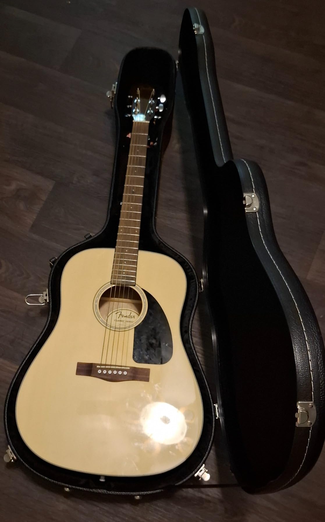 Fender CD-60 Dreadnought V3 Classic Design with Rounded Walnut Fingerboard and Alloy Steel Strings, Glossed Black Finish, Spruce Top, Includes Hard-Shell Case customer photo 2