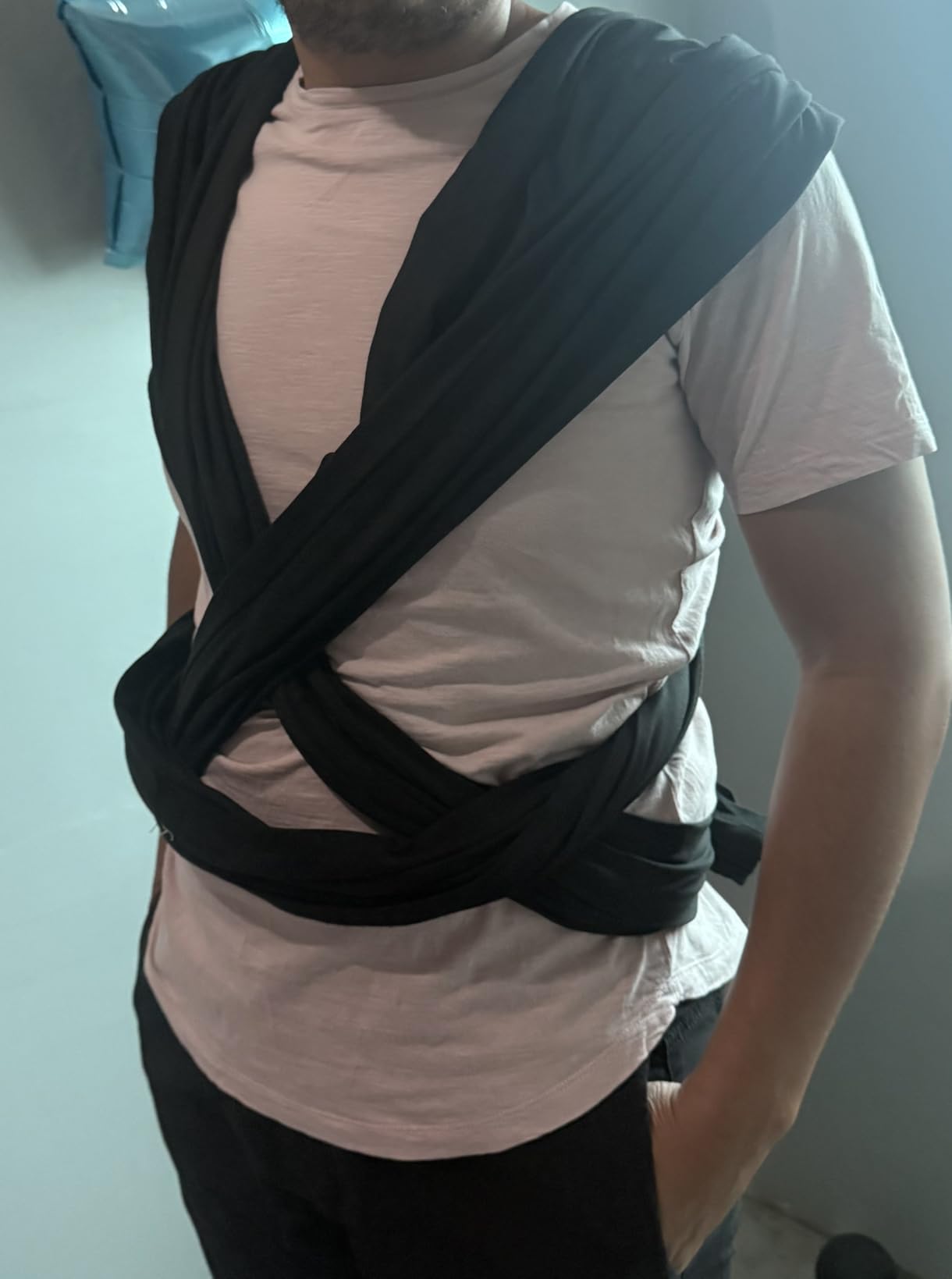 Acrabros Baby Wrap Carrier, Hands Free Baby Carrier Sling, Lightweight, Breathable, Softness, Perfect for Newborn Infants and Babies Shower Gift, Black customer photo 1