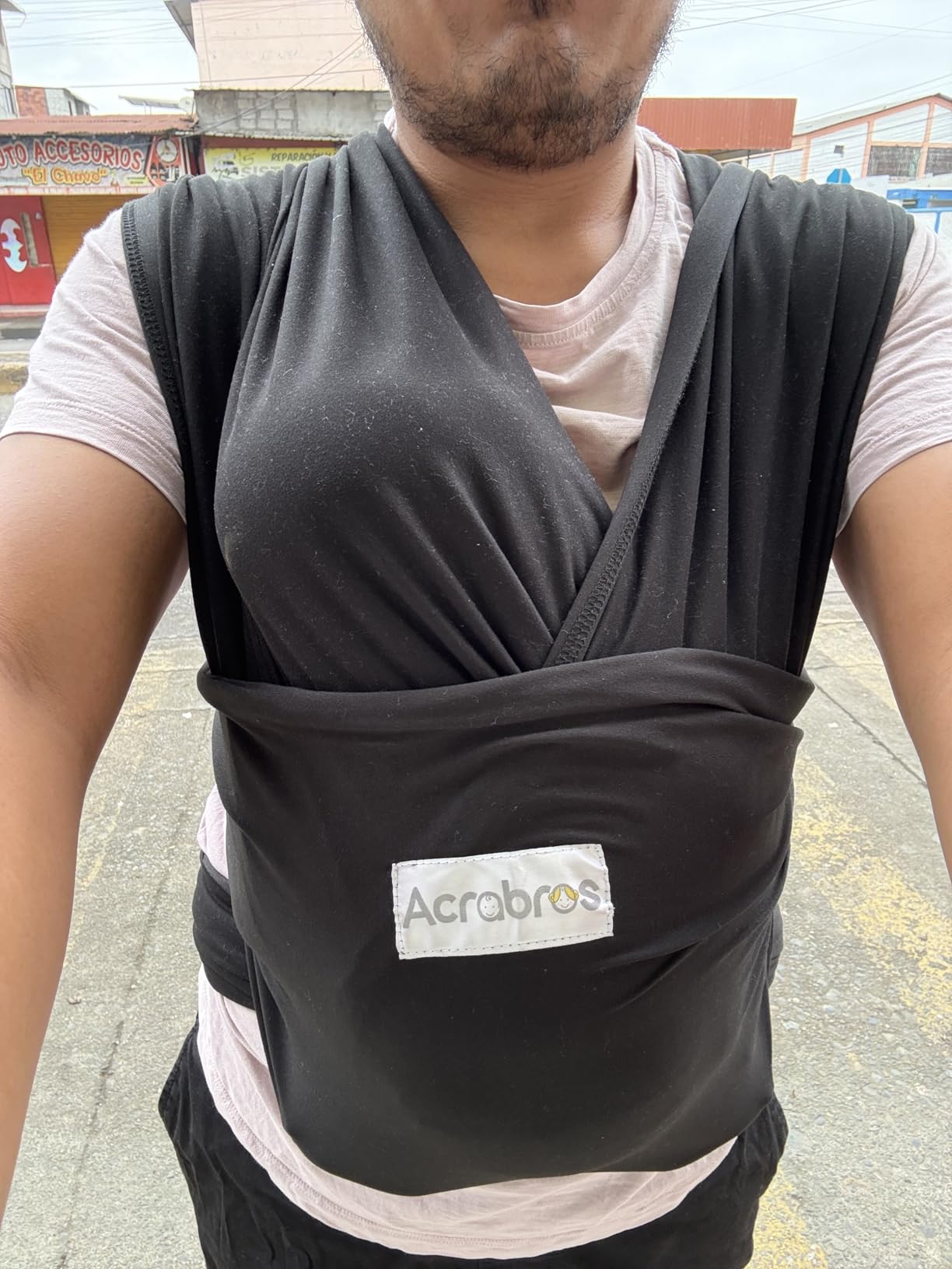Acrabros Baby Wrap Carrier, Hands Free Baby Carrier Sling, Lightweight, Breathable, Softness, Perfect for Newborn Infants and Babies Shower Gift, Black customer photo 2