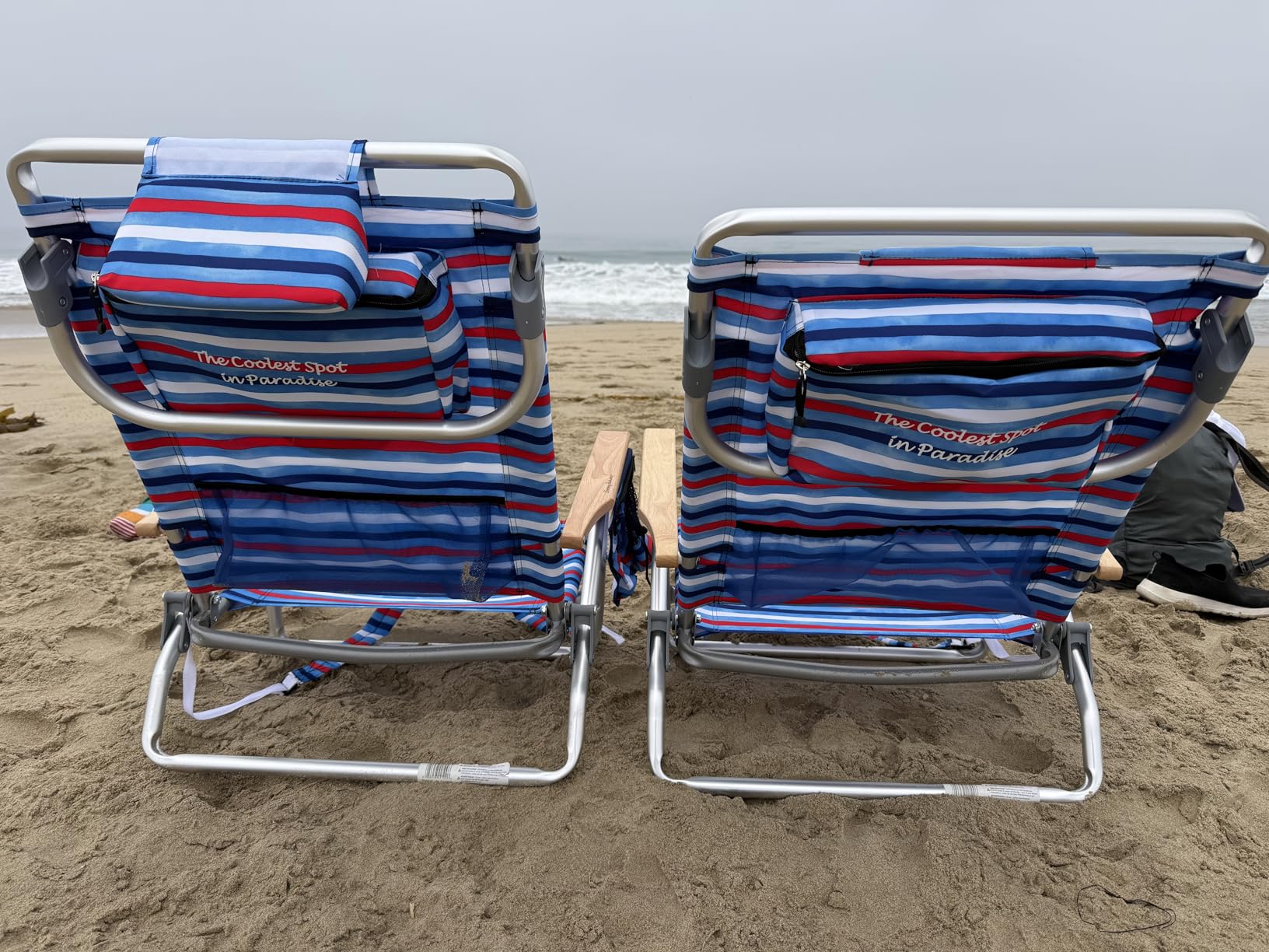 Tommy Bahama 5-Position Classic Lay Flat Folding Backpack Beach Chair, Aluminum, Red, White, and Blue Stripe customer photo 2