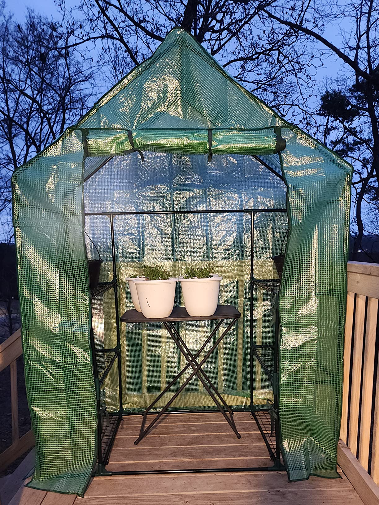 3 Tier 6 Shelves Mini Walk-in Greenhouse, 56 x 28 x 76 inch, Durable PE Cover Green House Kit with Anchors and Ropes, Outdoor Plant Gardening Hot House for Growing Vegetables, Flowers customer photo 1