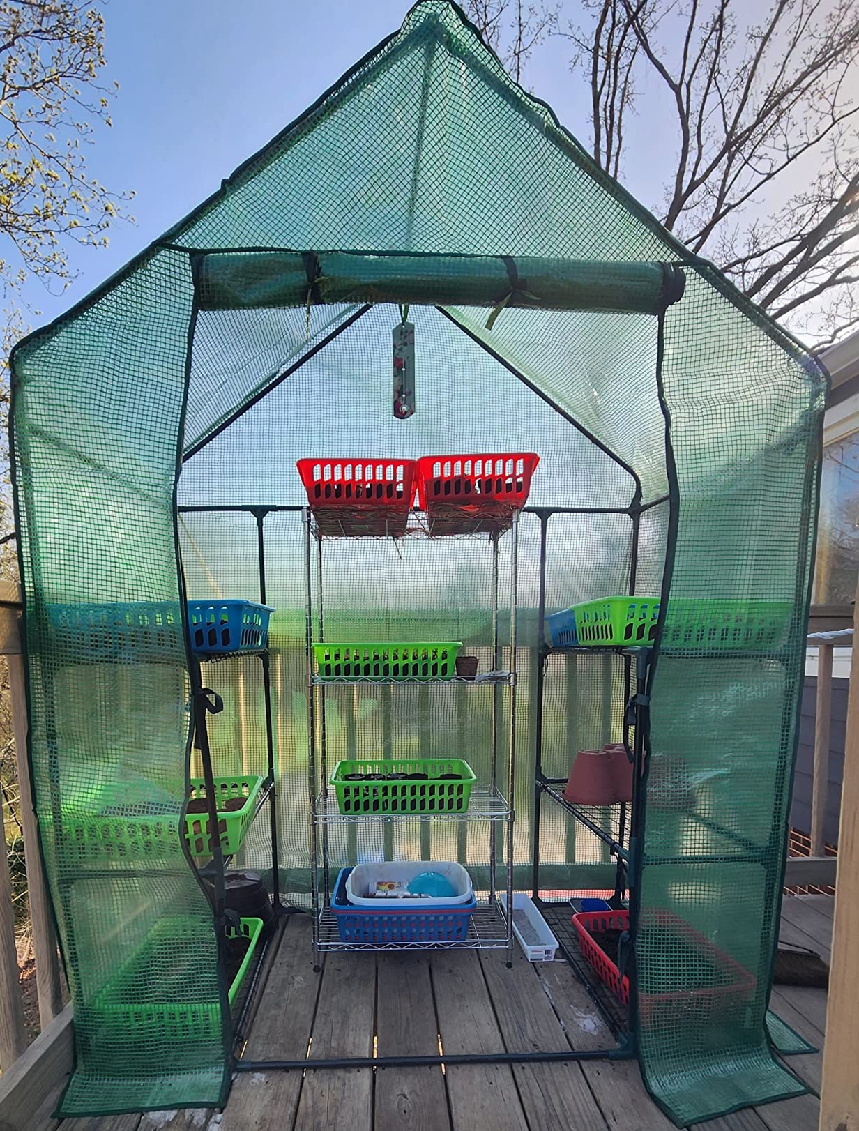 3 Tier 6 Shelves Mini Walk-in Greenhouse, 56 x 28 x 76 inch, Durable PE Cover Green House Kit with Anchors and Ropes, Outdoor Plant Gardening Hot House for Growing Vegetables, Flowers customer photo 2