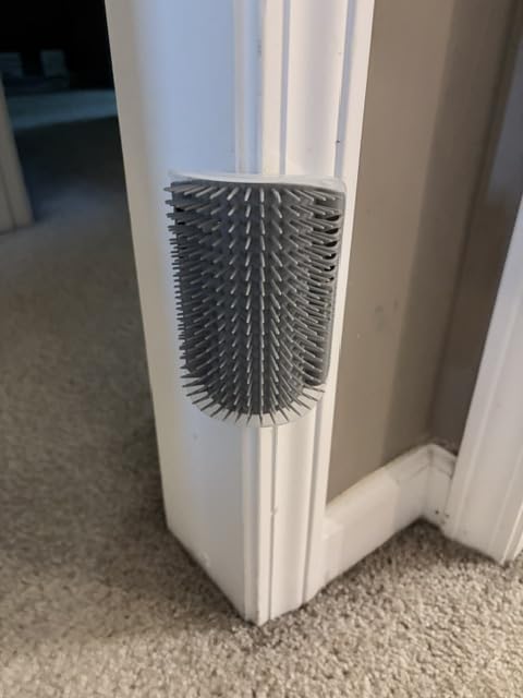 2 Pack Softer Self Groomer with Catnip Wall Corner Massage Comb Scratcher Grooming Brush Tool for Long & Short Fur Kitten Cats Dogs (Gray) customer photo 1