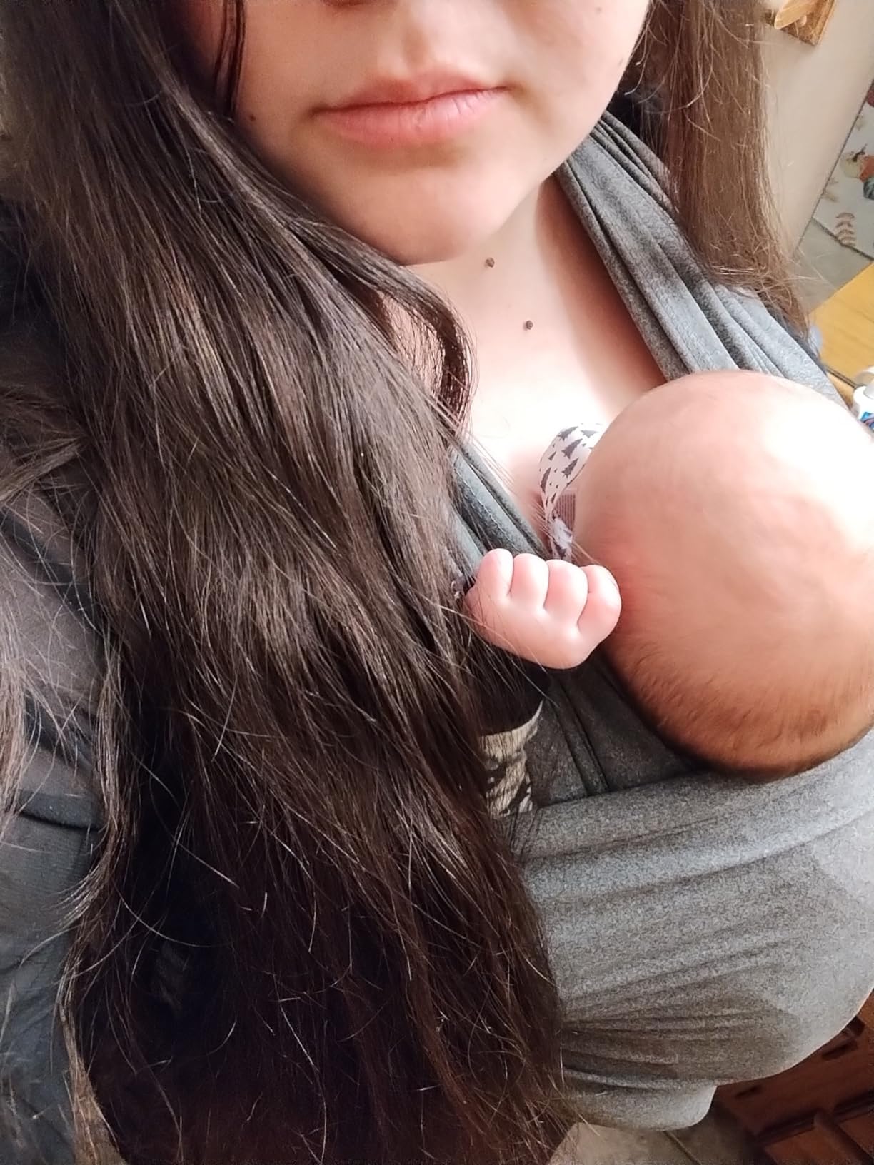 Baby Wraps Carrier, Jeroray Baby Carrier, Hands Free Infant Carrier, Lightweight, Breathable, Softness, Heather Grey customer photo 2
