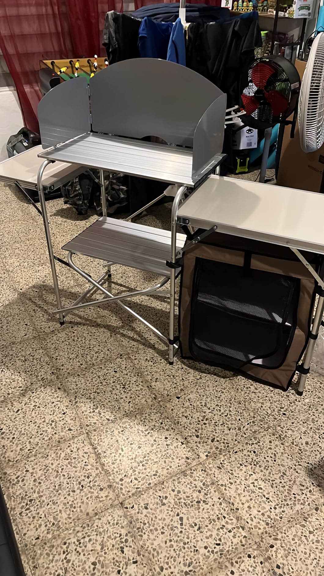 VEVOR Camping Kitchen Table, Aluminum Portable Folding Camp Cook Station with Windscreen, Cupboard, Storage Organizer, Carrying Bag (Brown) customer photo 1
