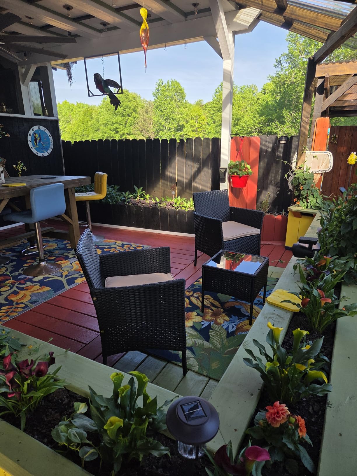 Yaheetech 3 Pieces Patio Porch Furniture Set, Outdoor PE Rattan Wicker Conversation Set with Soft Cushions, Glass Coffee Table & 2 Chairs for Garden/Deck/Courtyard/Poolside, Black/Gray customer photo 2