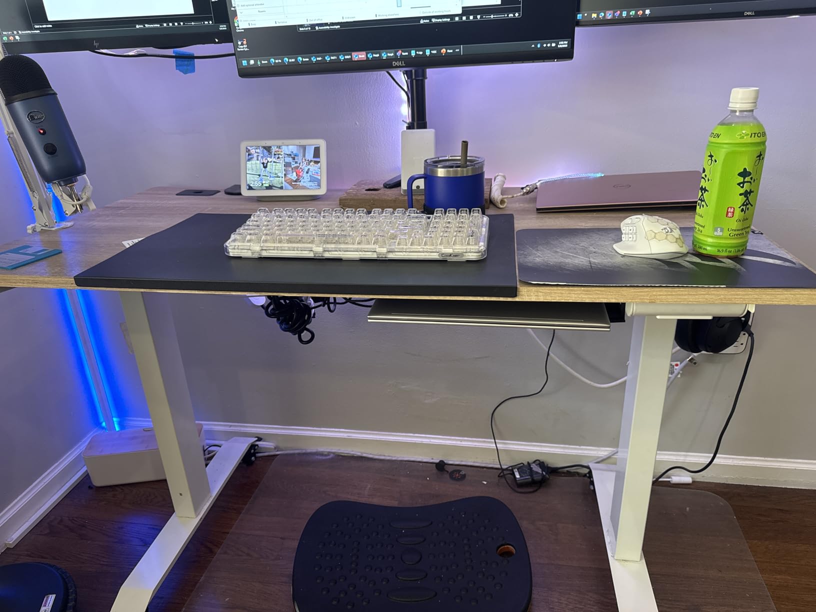 SHW 55 x 28 Inches Electric Height Adjustable Standing Desk with Drawer and Memory Preset, Black customer photo 1
