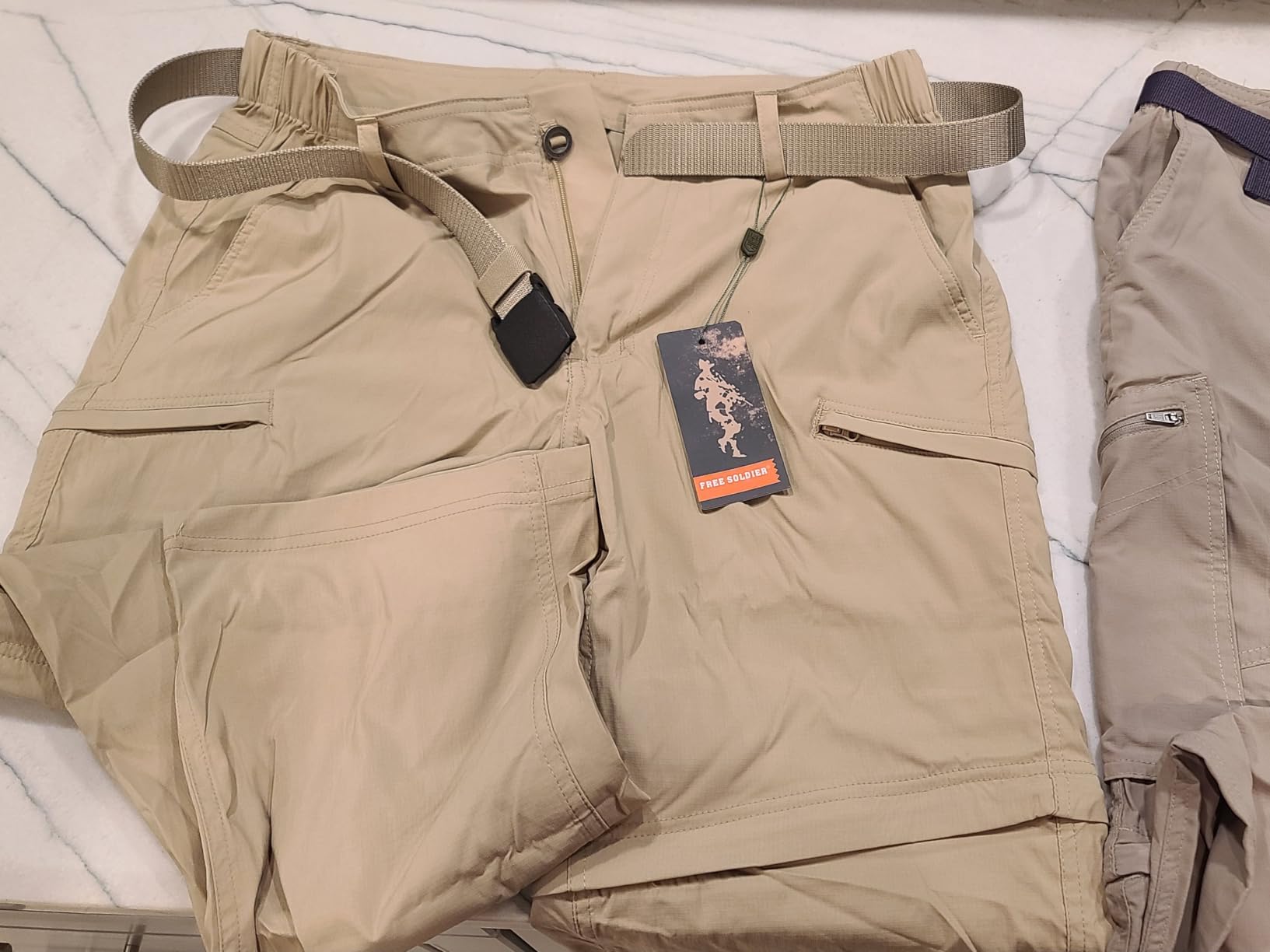Men's Outdoor Convertible Hiking Pants with Belt Lightweight Quick Dry Tactical Cargo Pants Nylon Spandex customer photo 1