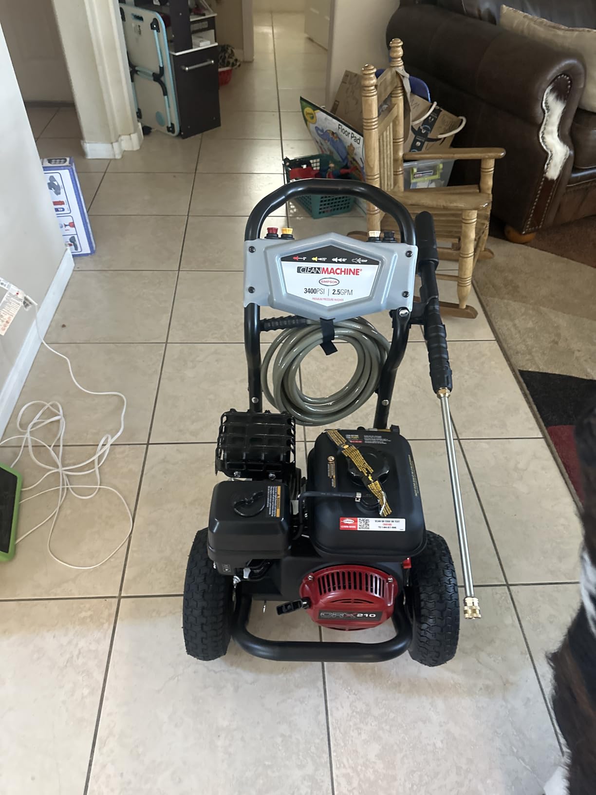 Simpson 3400 PSI Gas Pressure Washer, 2.5 GPM Residential Power Washer, Cold Water, 25' Hose, Clean Machine, 49-State Compliant (CM61083) customer photo 1
