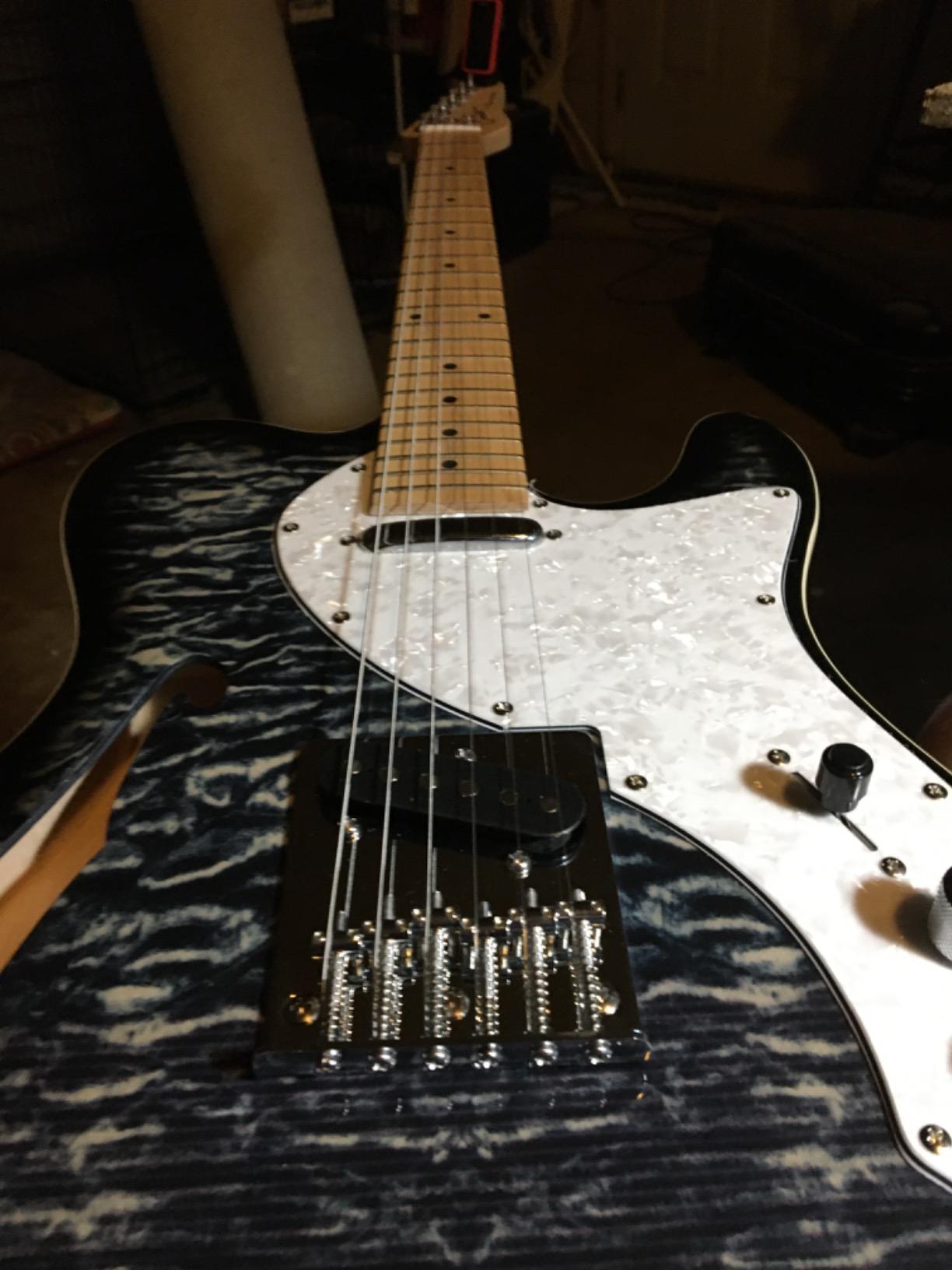 Grote Electric Guitar Semi-Hollow Body Single F-Hole Printed Tele Style Guitar Full-Size Basswood with Canadian Maple neck Chrome Hardware customer photo 1