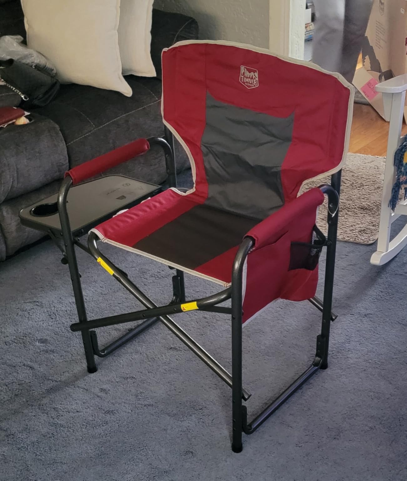 Timber Ridge Aluminum Oversized Camping Chair, Lightweight Portable Directors Chair with Side Table Detachable Side Pocket for Outdoor Camping, Lawn, Picnic, Support 400lbs Red customer photo 1