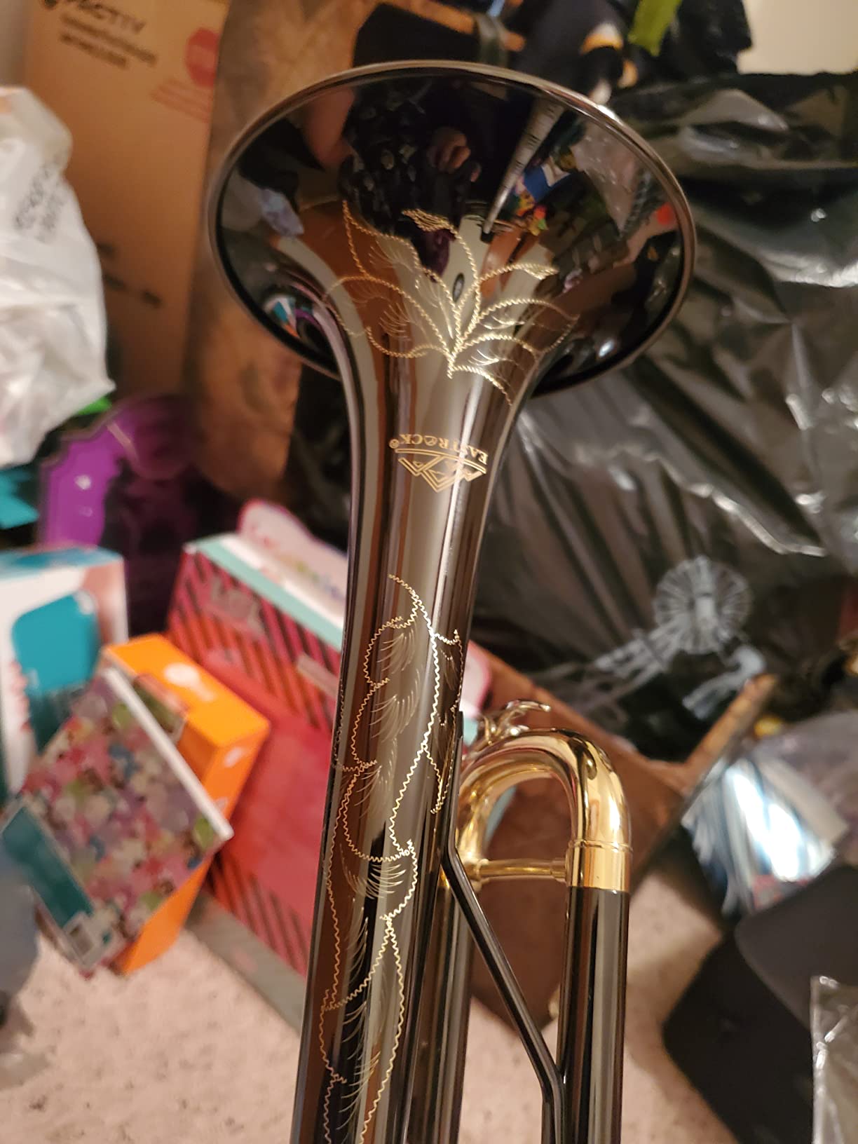 EASTROCK Bb Trumpet Standard Trumpet Set with Carrying Case, Gloves, 7C Mouthpiece, Tuning Rod, Black Nickel, Hand Carved Craft customer photo 2