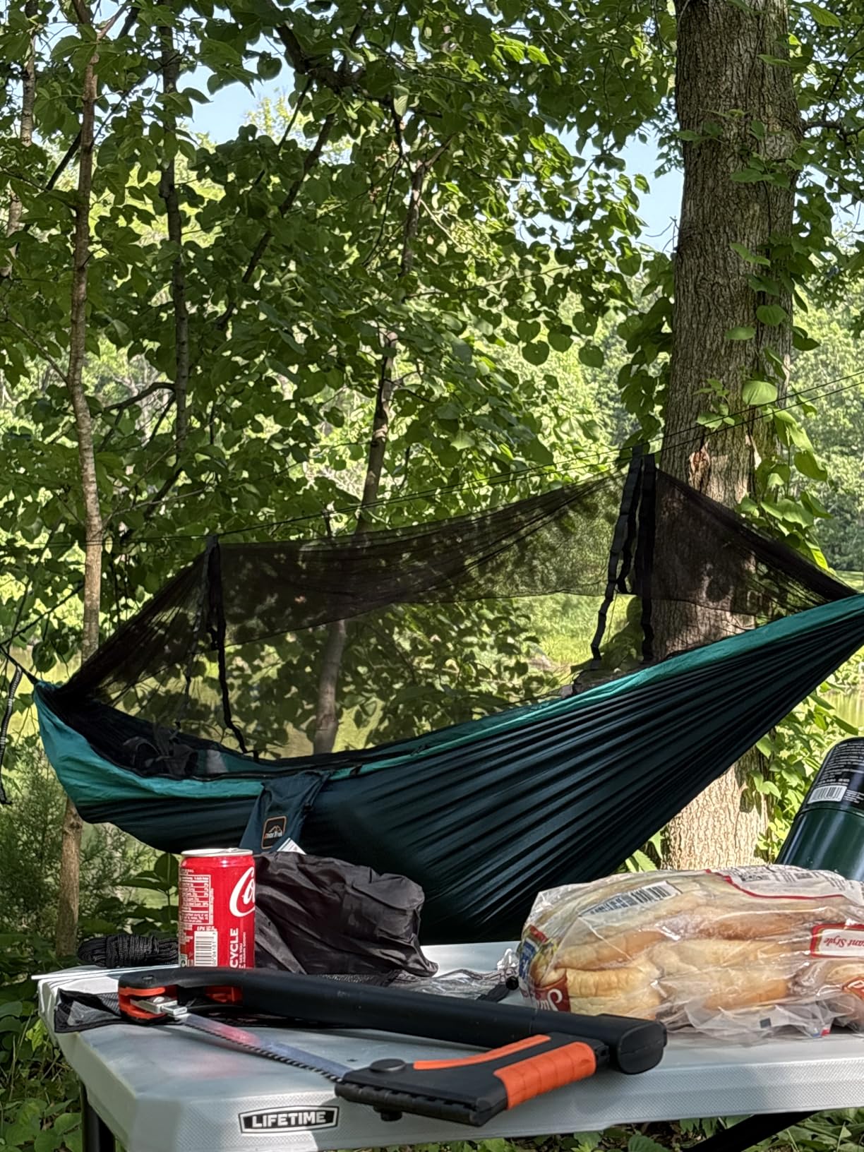 AnorTrek Camping Hammock with Mosquito Net, Double & Single Lightweight Portable Hammocks with Tree Straps, Parachute Hammock for Camping, Backpacking customer photo 2