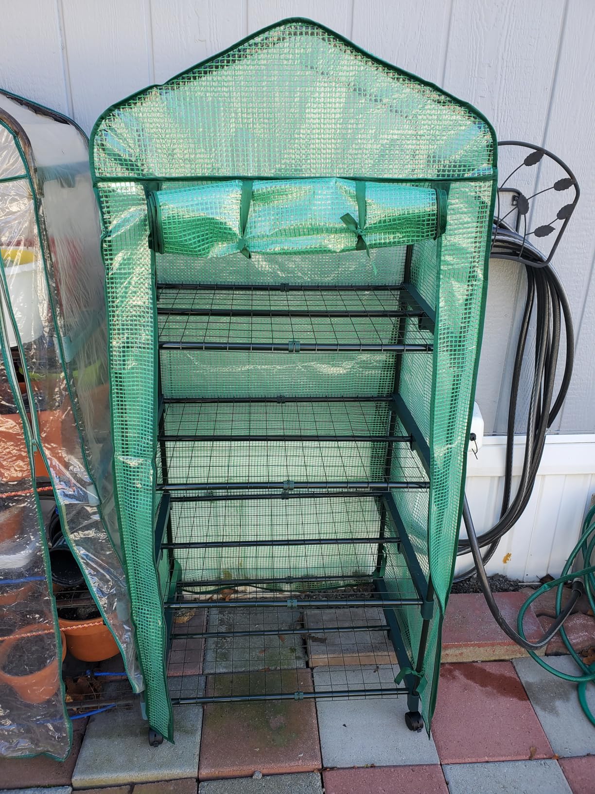 VIVOSUN Lean-to Greenhouse, 6.6' x 3.3' x 6.9' Portable Wall House with Green PE Cover and Shelf for Compact Garden 79x39x83-Inch customer photo 1