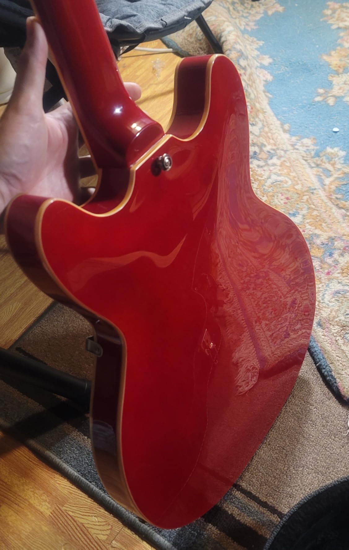 Grote Full Scale Electric Guitar Semi-Hollow Body Guitar Stainless Steel Frets (Red) customer photo 2