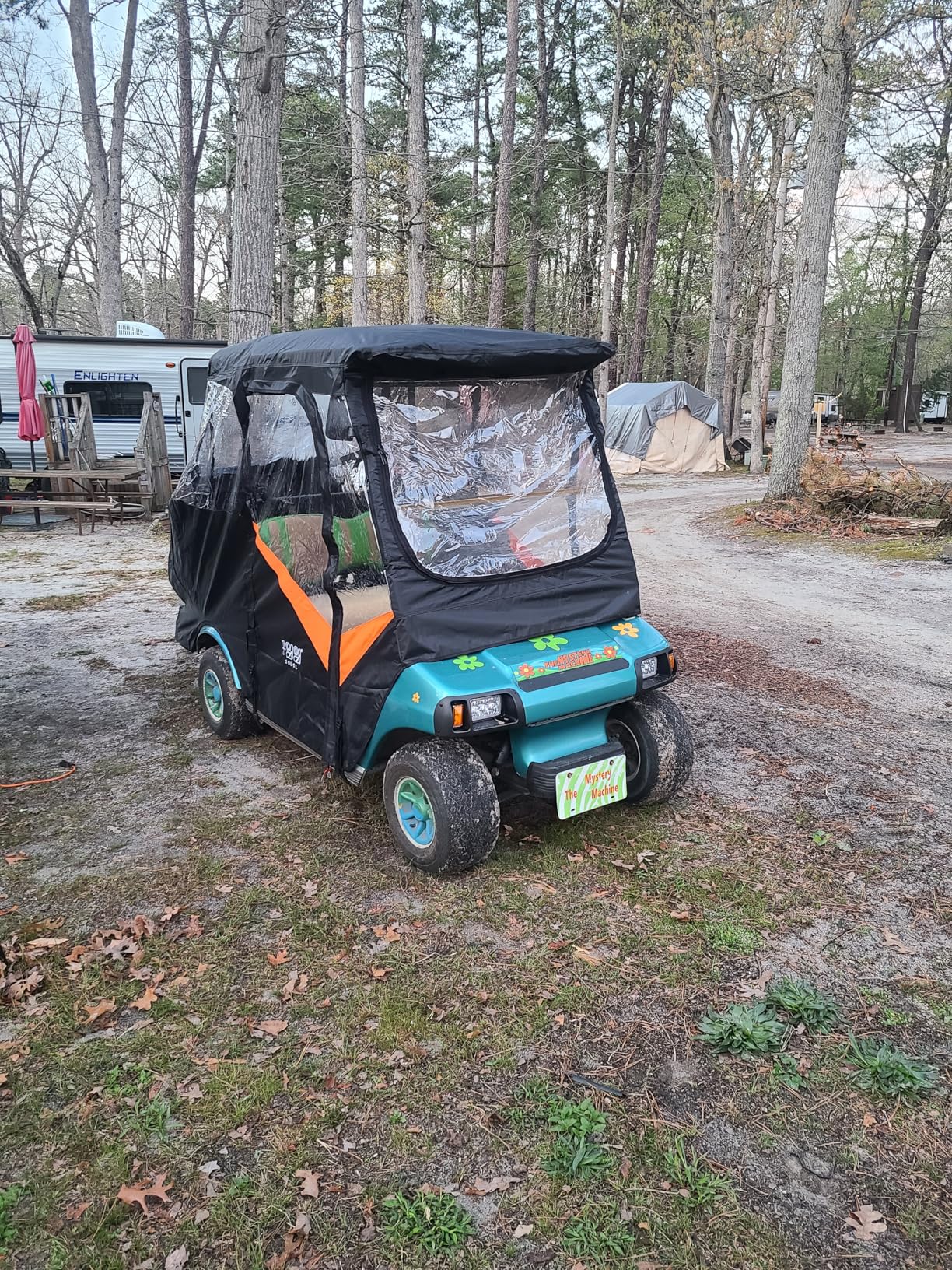10L0L Golf Cart Driving Enclosure for Club Car DS, 2+2 Passenger Short Roof, Waterproof Windproof Heavy Duty 600D Rain Cover with 4-Sided Clear Windows & Durable Door Zipper, All-Weather Protection customer photo 1