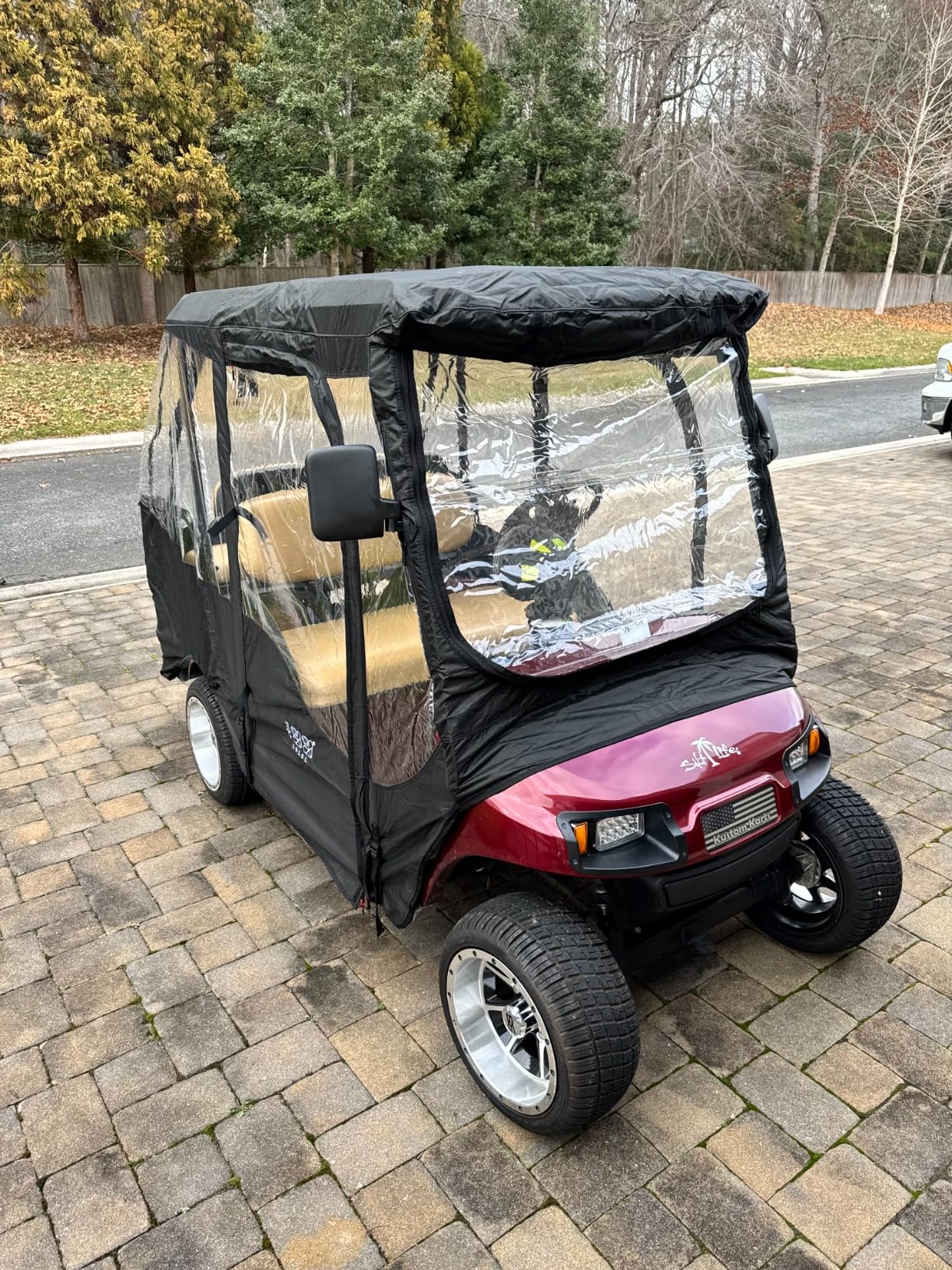 10L0L Golf Cart Driving Enclosure for Club Car DS, 2+2 Passenger Short Roof, Waterproof Windproof Heavy Duty 600D Rain Cover with 4-Sided Clear Windows & Durable Door Zipper, All-Weather Protection customer photo 2