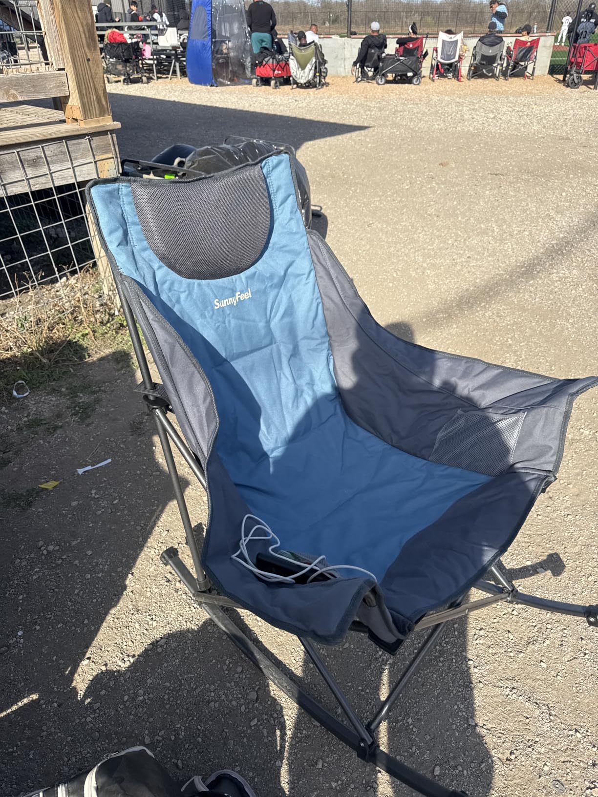SUNNYFEEL Oversized Rocking Camping Chair, Fully Padded Patio Chair with Side Pocket, High Back Portable Lawn Recliner with Headrest, Outdoor Camp Rocker Chairs for Adults Heavy Duty 500 LBS Carry Bag customer photo 1