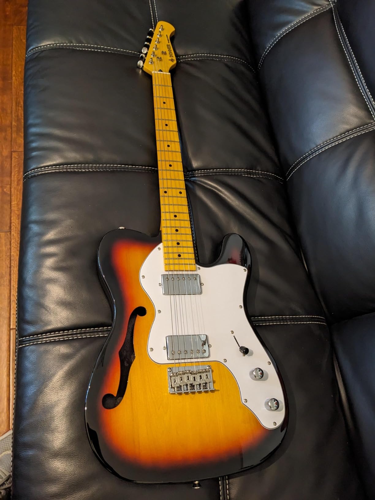 Donner 39 Inch Jazz Electric Guitar TL Thinline F Hole Beginner Full Size Hollow Guitar with H-H Pickups, Bag, Strap, Cable, Sunburst (DJC-1000S) customer photo 2
