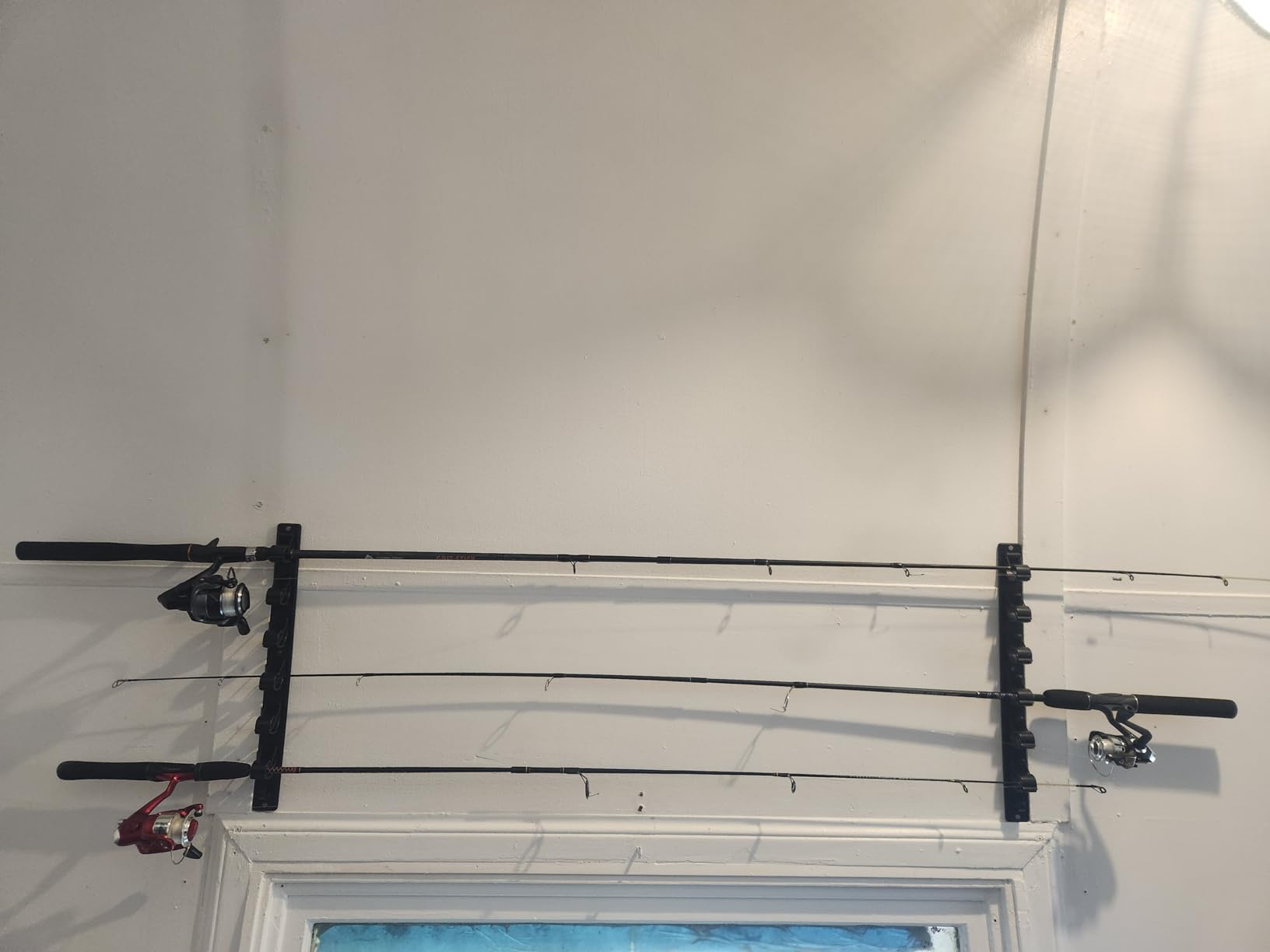 OJYDOIIIY Wall Mount Fishing Rod Holders, Horizontal/Ceiling Fishing Pole Storage Rack for Garage customer photo 2