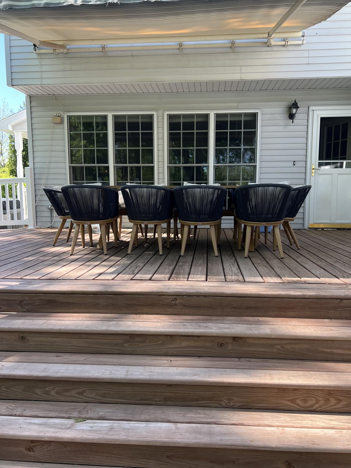 PURPLE LEAF 11 Pieces Patio Dining Set Wicker Outdoor Furniture Rectangular Table and Chairs Set for Garden Deck Teak-Finish Aluminum Frame Backyard Kitchen Set, Cushions and Pillows Included customer photo 2