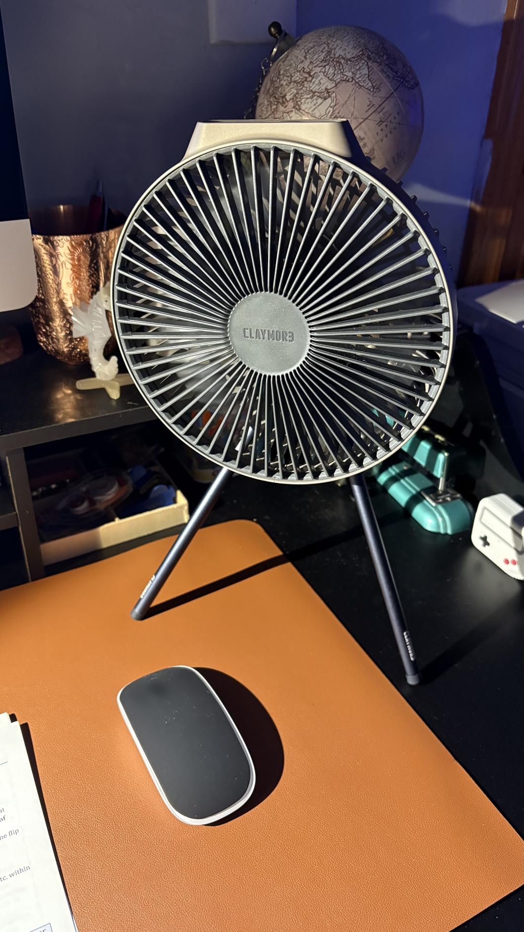Claymore V600+ Warm Gray Rechargeable Portable Fan - 7,800mAh Battery, 4-Speed BLDC Ultra-Quiet Air Circulator USB-C Charging 32 Hrs Runtime Tripod Mountable Adjustable for Camping, Indoor, Outdoor customer photo 1