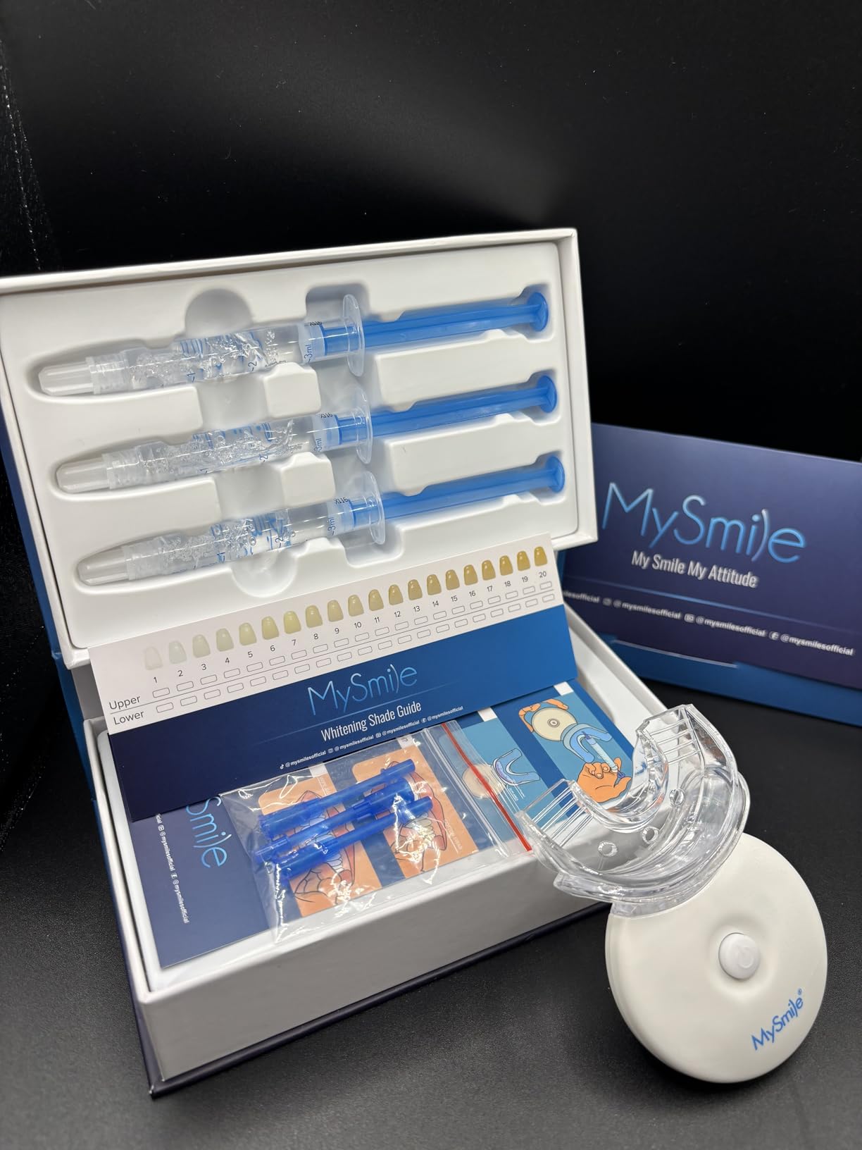 MySmile Teeth Whitening Kit with LED Light, 10 Min Non-Sensitive Fast Teeth Whitener with 3 Carbamide Peroxide Whitening Gel customer photo 1