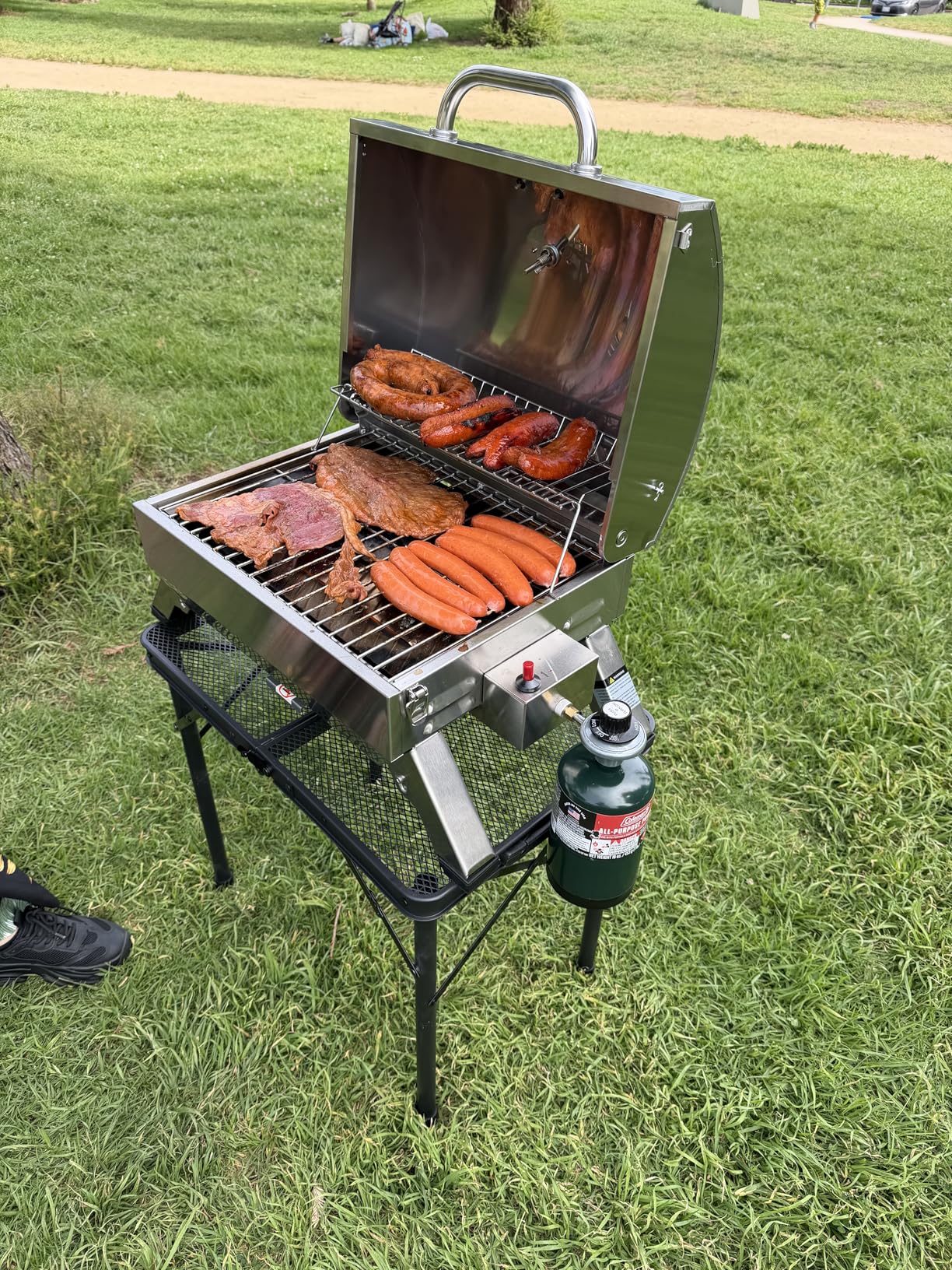 Royal Gourmet GT1001 Stainless Steel Portable Grill, 10000 BTU BBQ Tabletop Gas Grill with Folding Legs and Lockable Lid, Outdoor Camping, Deck and Tailgating, Silver customer photo 1