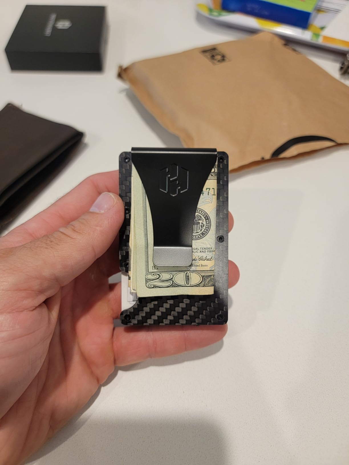 Wallet for Men - Slim RFID Blocking Metal Wallet with Money Clip, Minimalist Front Pocket Credit Card Holder customer photo 1