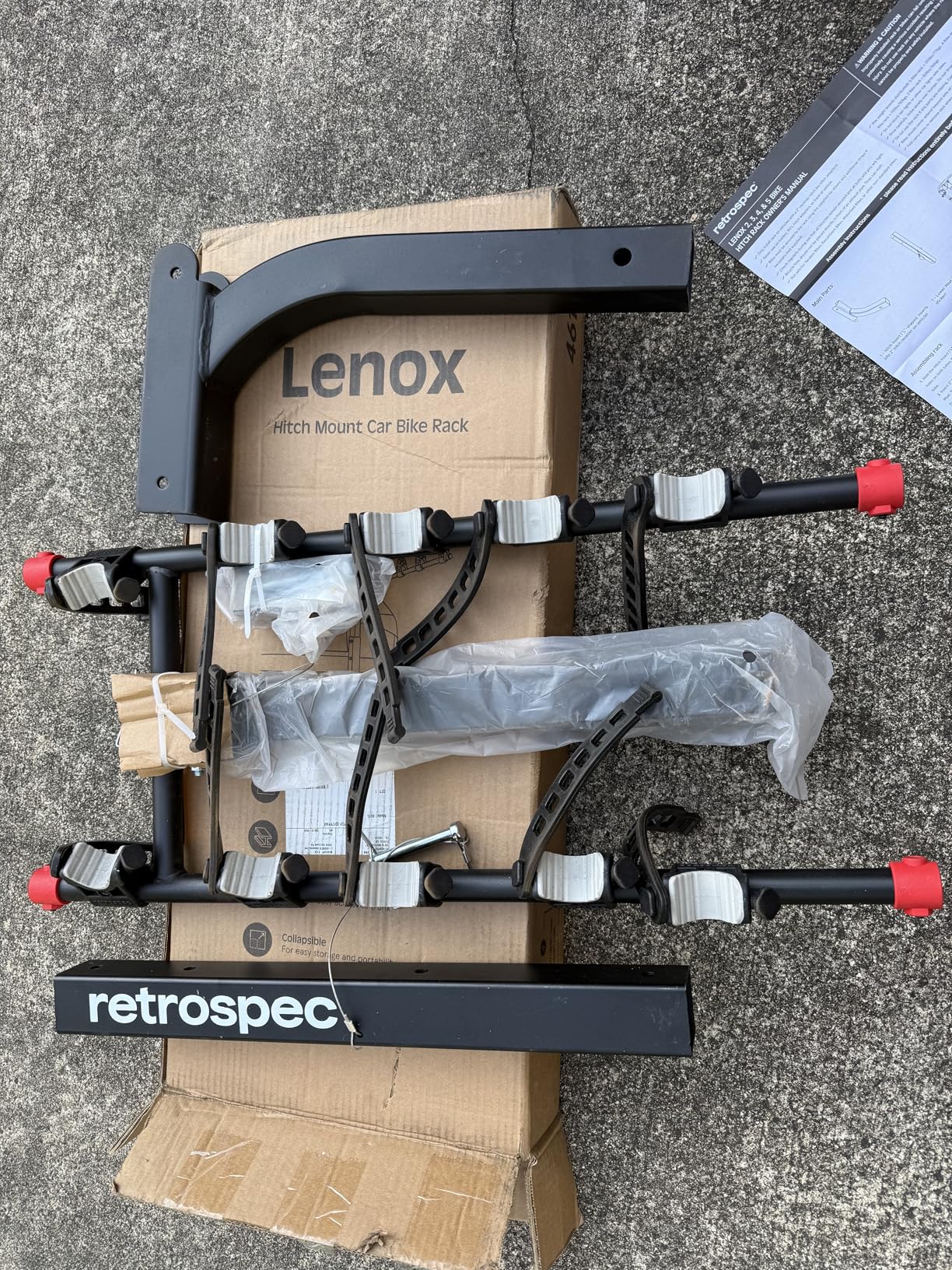 Retrospec Lenox 2-5 Bike Rack Hitch for Car, Truck, SUV - 2in Hitch Mount with Foldable Steel Frame, Anti-Rattle Adapter & Tie Down Straps customer photo 1