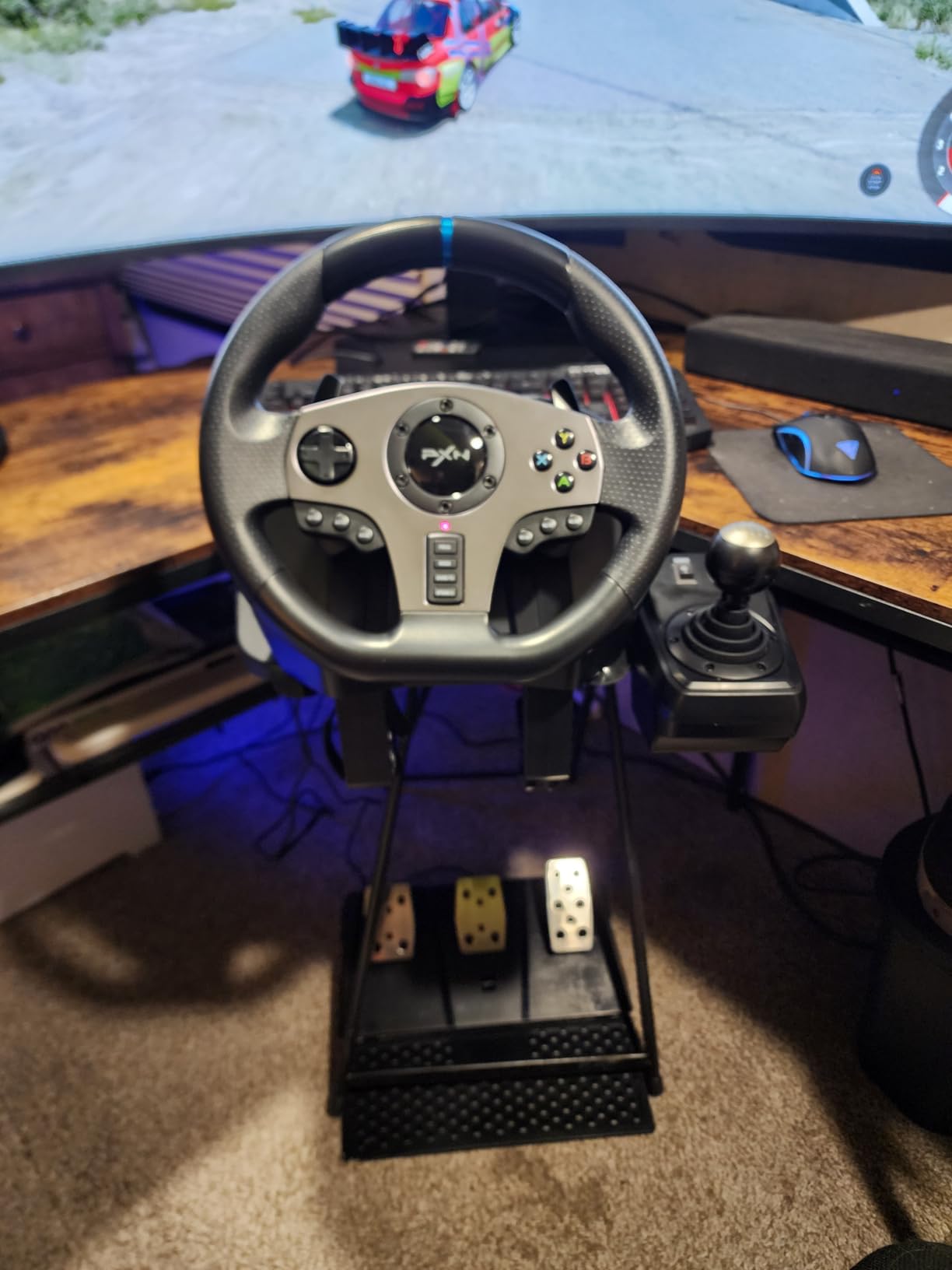 PXN V9 Steering Wheel for PC, PS4, Xbox, Switch - Universal Usb Sim Racing Wheel, APP, 270/900 Degree Adjustable, 3 Pedals & Shifter Full Bundle (Black) customer photo 1
