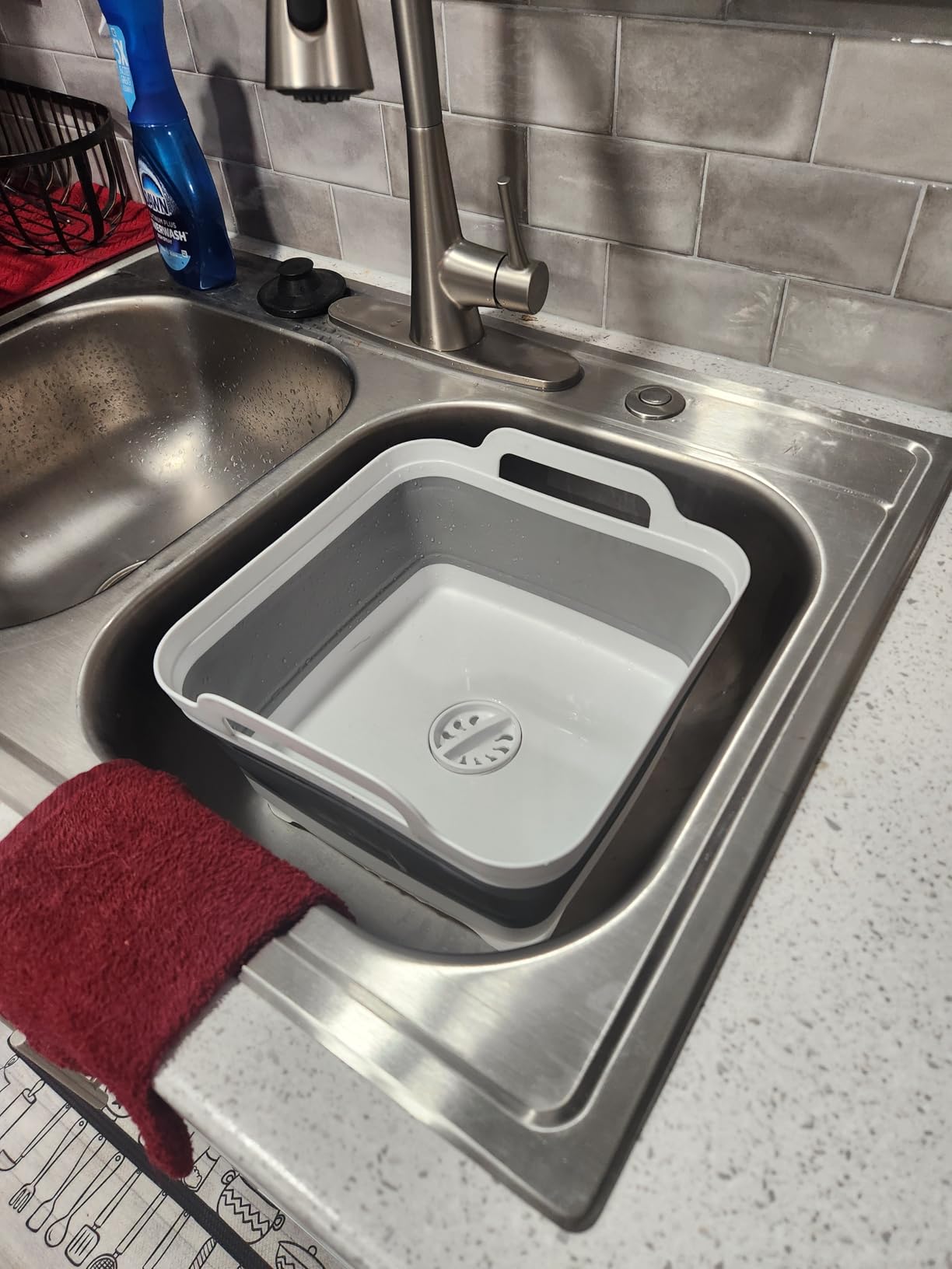 MontNorth Collapsible Wash Basin 9L, Foldable Dish Tub with Drain Plug, Portable Collapsible Dish Basin, Camping Sink for Washing Dishes, Laundry & Kitchen Use, Gray customer photo 2