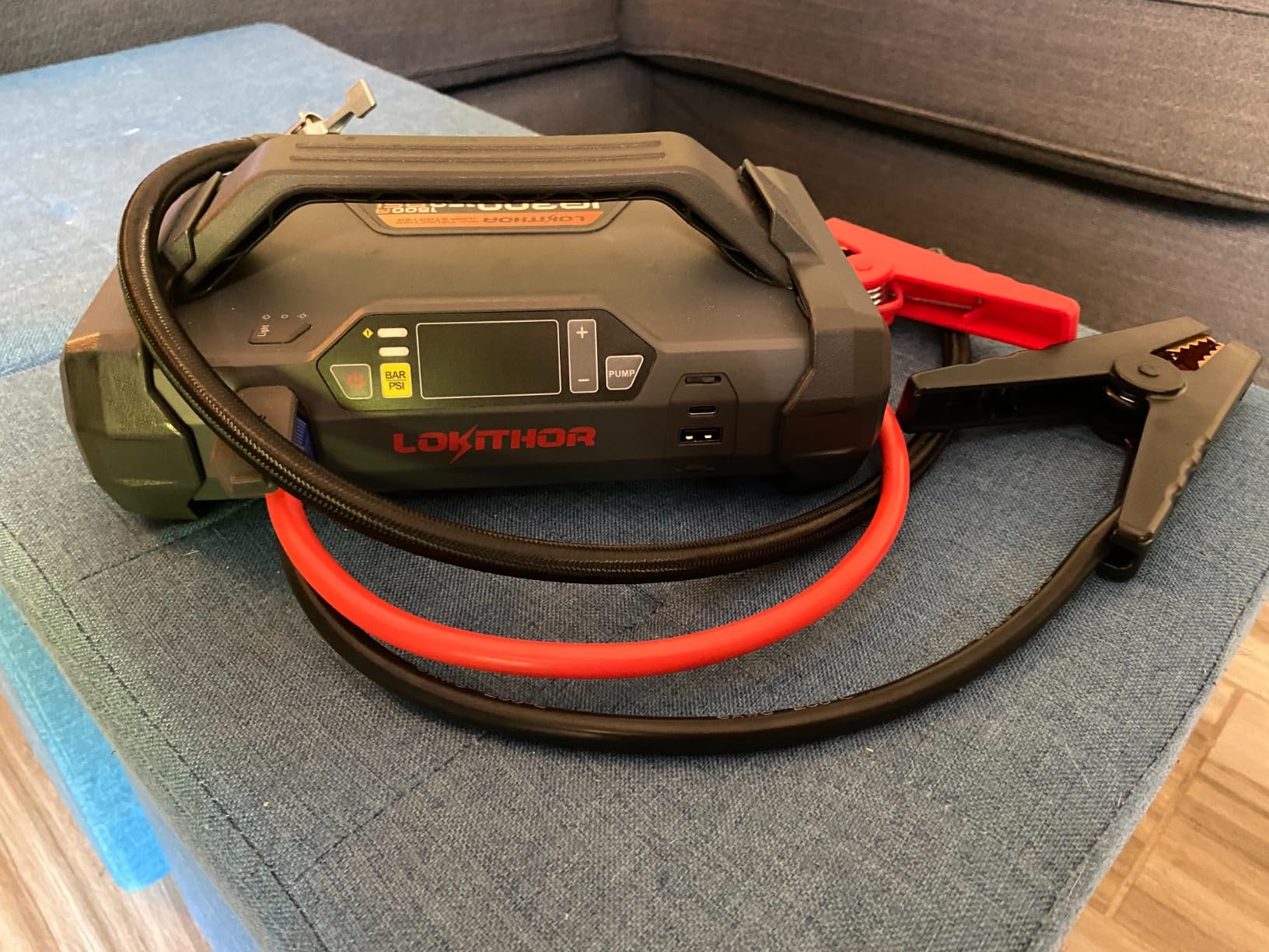 LOKITHOR JA300 Jump Starter with Air Compressor, 1500Amp 12V Portable Car Battery Booster Pack for Upto 7.0L Gas or 4.5L Diesel, 150 PSI Tire Inflator with Digital Screen, 24 Months Ultra-Long Standby customer photo 1
