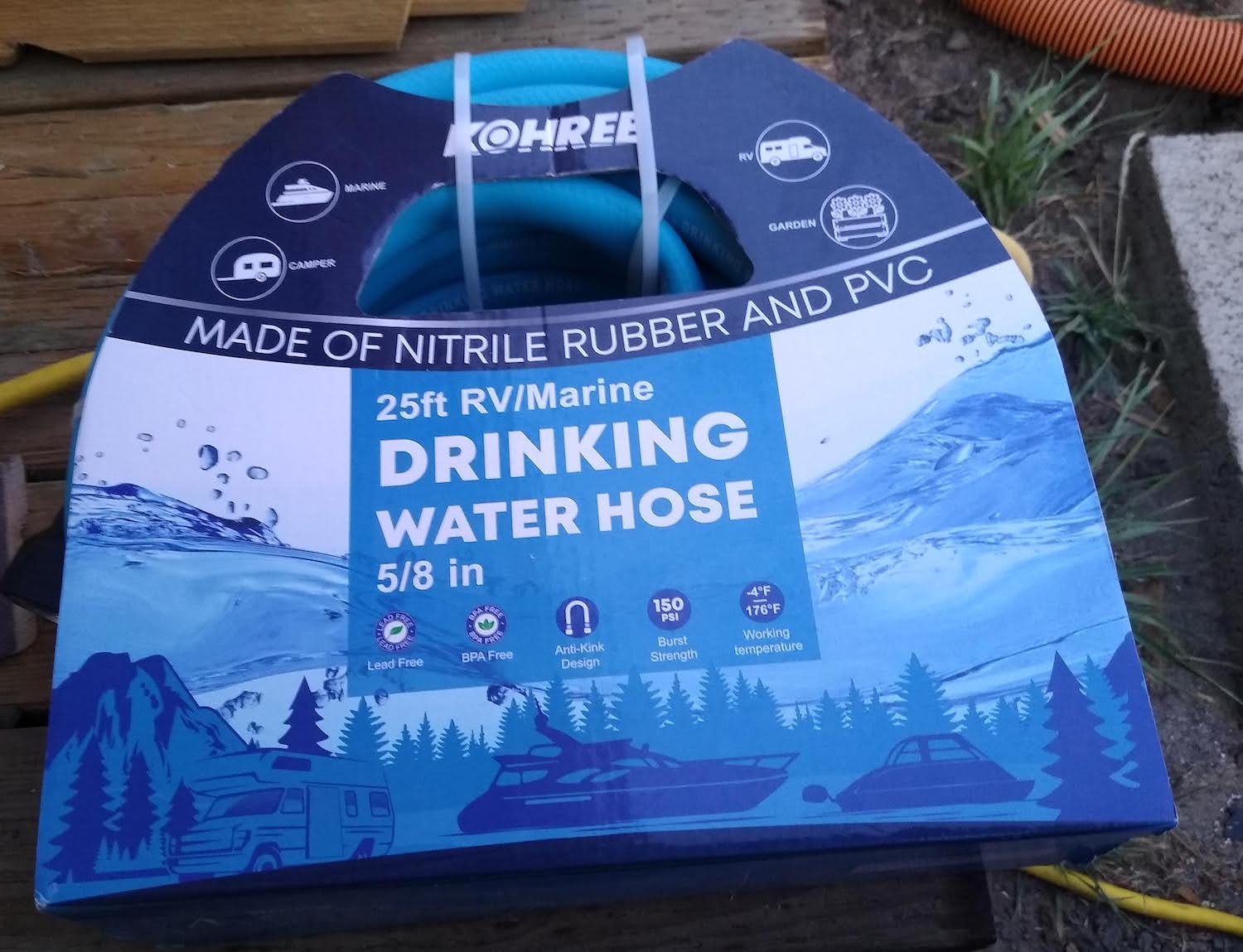Kohree 50FT RV Water Hose with Storage Bag, 5/8'' Drinking Water Hose, No Odor, Leak Free, Heavy Duty, No Kink and Flexible Garden Hose 50 ft, Ideal RV Accessories for RV, Camper, Garden - Blue customer photo 2