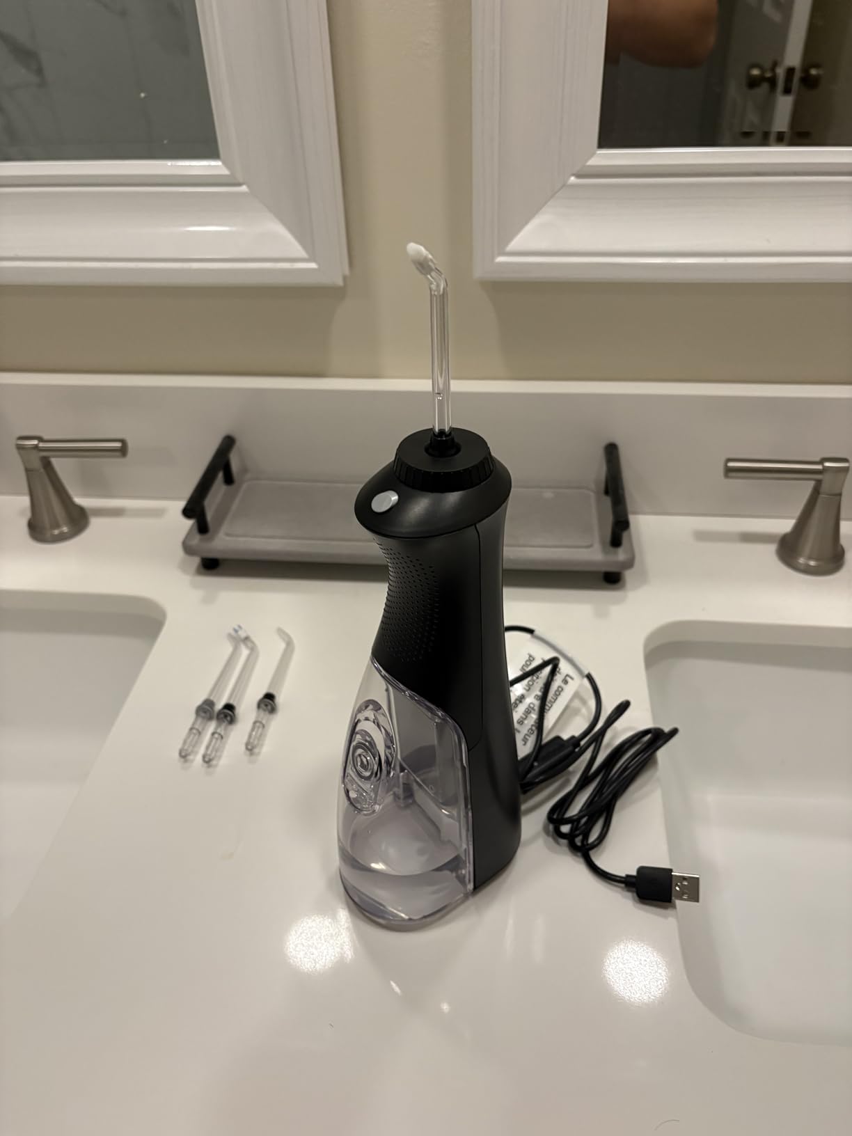 Cordless Pearl Rechargeable Portable Water Flosser for Teeth, Gums, Braces Care and Travel, Extra Quiet, 4 Flossing Tips - ADA Accepted, WF-13 White, Amazon Exclusive customer photo 1