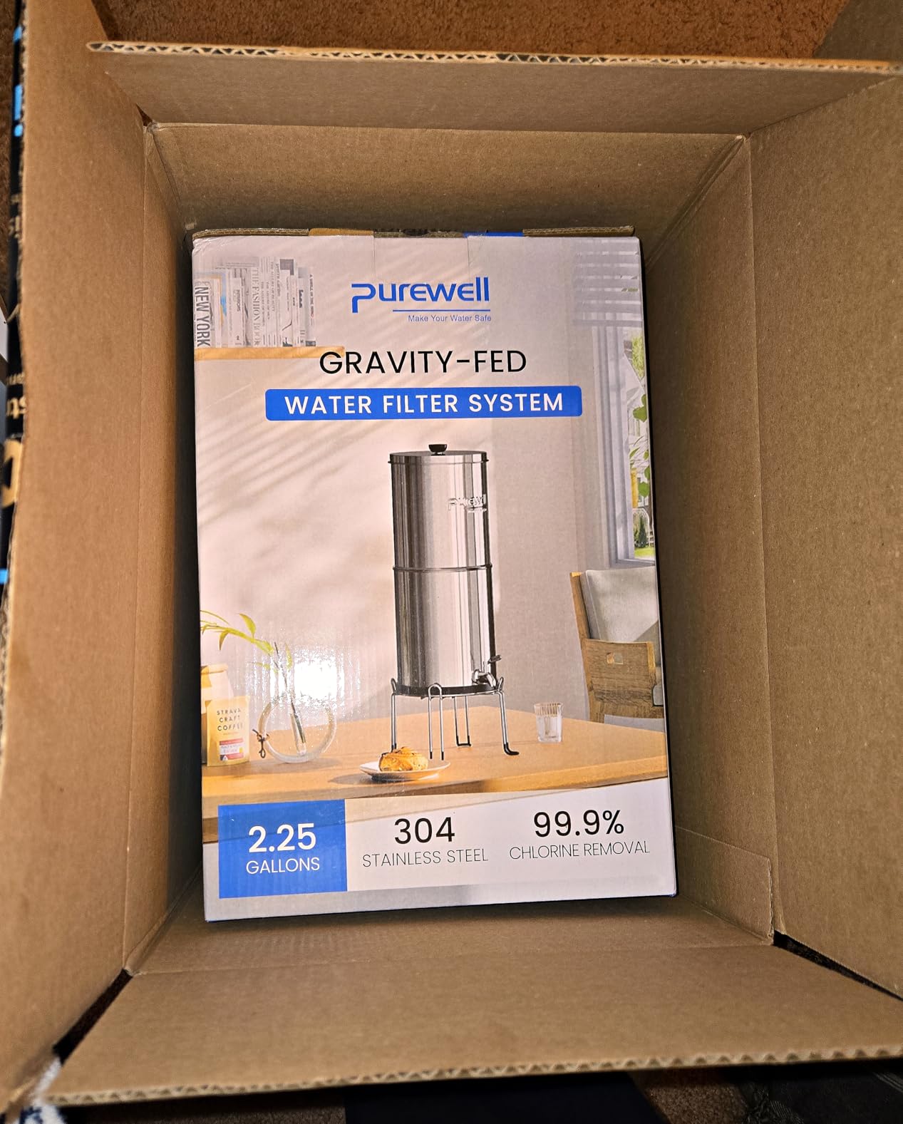 Purewell 8-Stage 0.01μm Ultra-Filtration Water Filter System, 304 Stainless Steel Countertop System with 4 Filters, Metal Water Level Spigot and Stand, Reduce Fluoride and Chlorine, 2.25G, PW-OB-CF customer photo 1