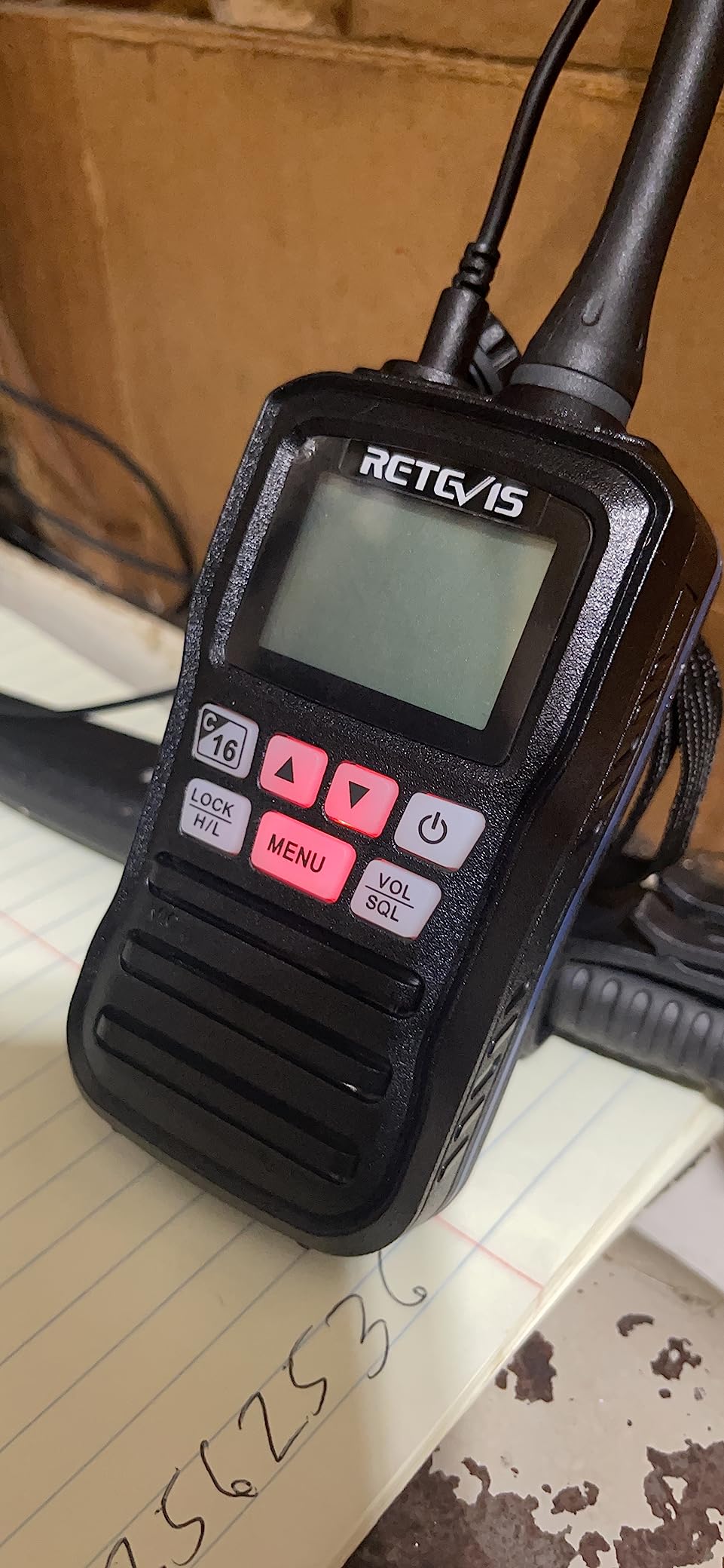 Retevis RM01 Handheld Marine Radio, Floating IP67 Waterproof, Portable Marine Two-Way Radios, NOAA Weather, International Channels, Vibration Drainage, Boat Maritime Radio for Kayak Fishing(1 Pack) customer photo 1