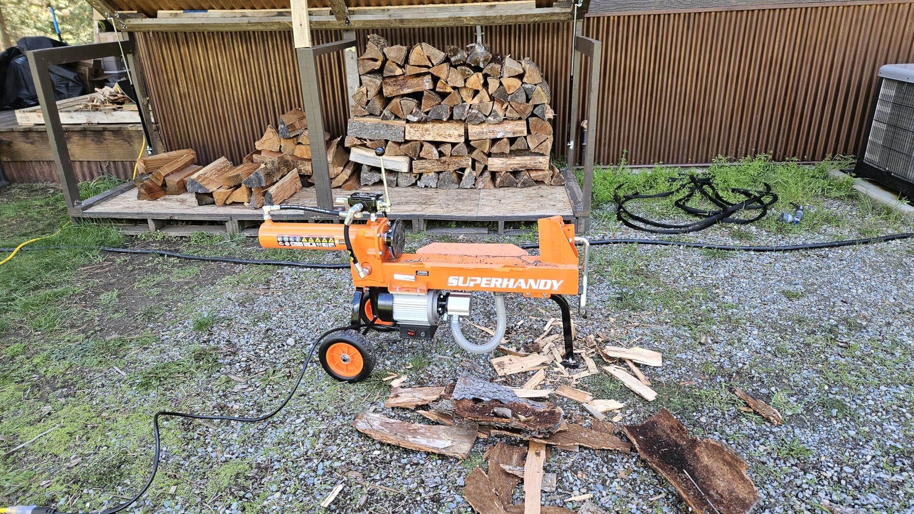 SuperHandy 14 Ton Rapid Auto Return Hydraulic Ram System Electric Log Splitter, Full Beam Steel Wedge customer photo 1