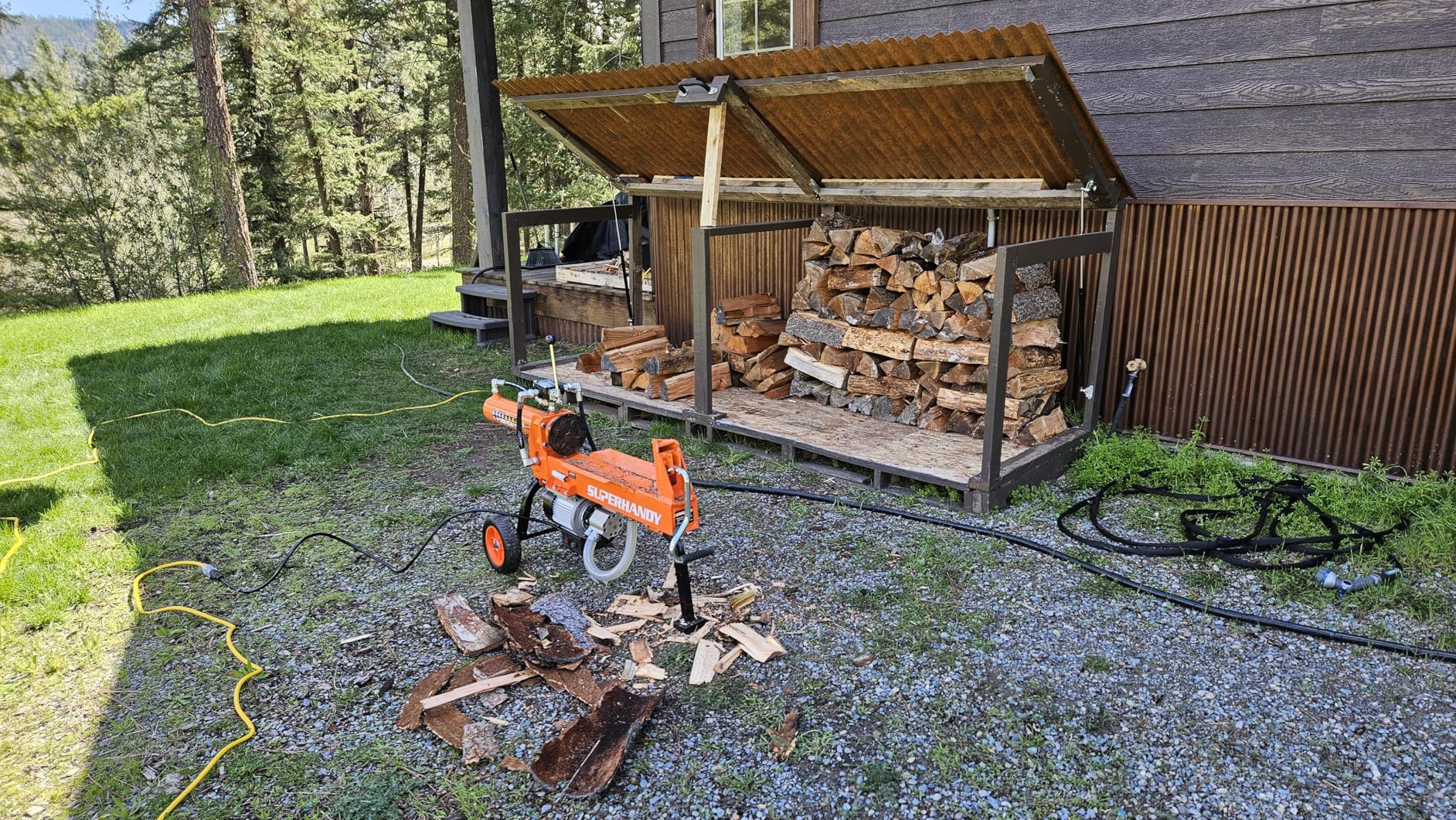 SuperHandy 14 Ton Rapid Auto Return Hydraulic Ram System Electric Log Splitter, Full Beam Steel Wedge customer photo 2