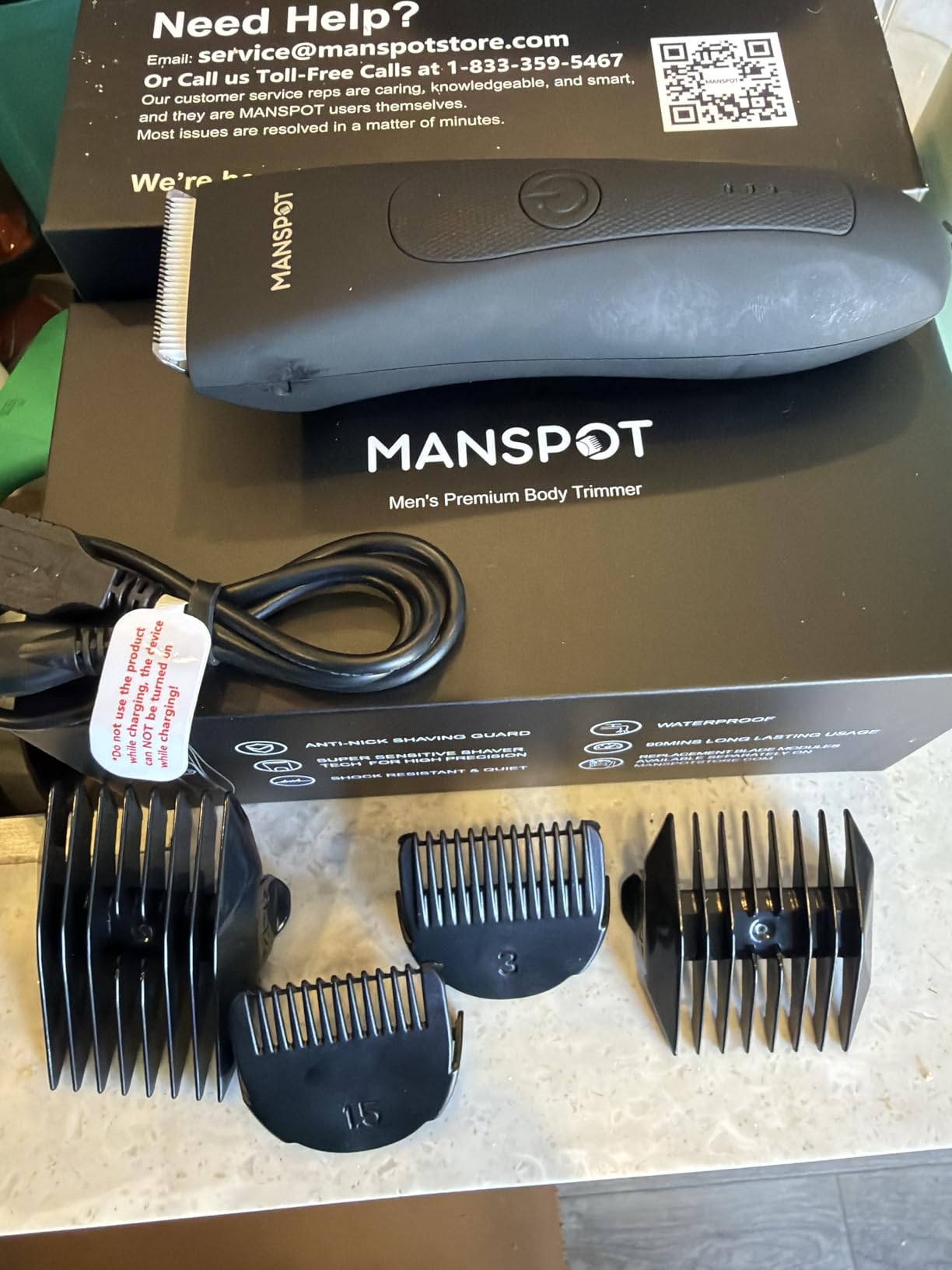 MANSPOT Manscape Groin & Body Hair Trimmer for Men, Electric Ball Pubic Trimmer Shaver, Manscape Kit with 4 Guard, Replaceable Ceramic Blade Heads, Waterproof Wet/Dry Shaver, 90 Minutes Shaving customer photo 2