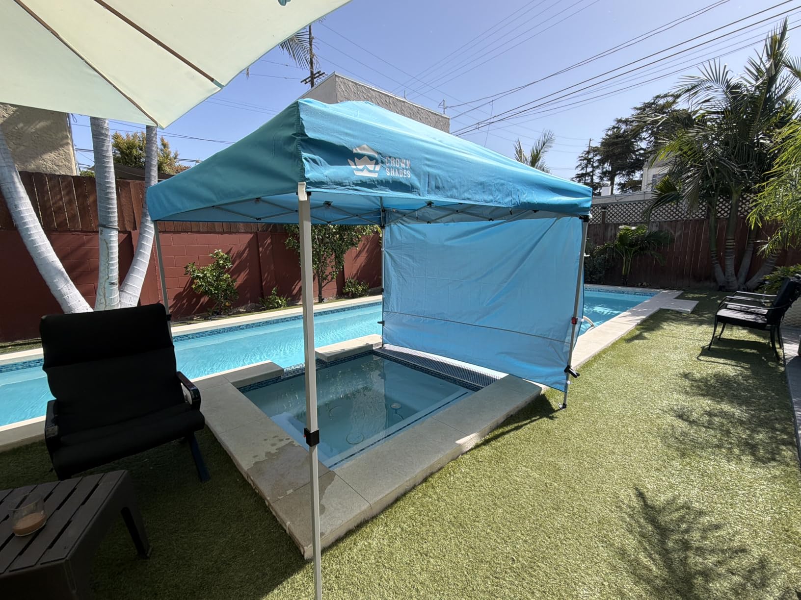 CROWN SHADES 10x10 Pop Up Canopy with 1 Side Wall - Beach Tent with One Push Setup - Outdoor Sun Shade for Events, Parties, Camping - Gazebo with STO-N-Go Cover Bag (White) customer photo 1
