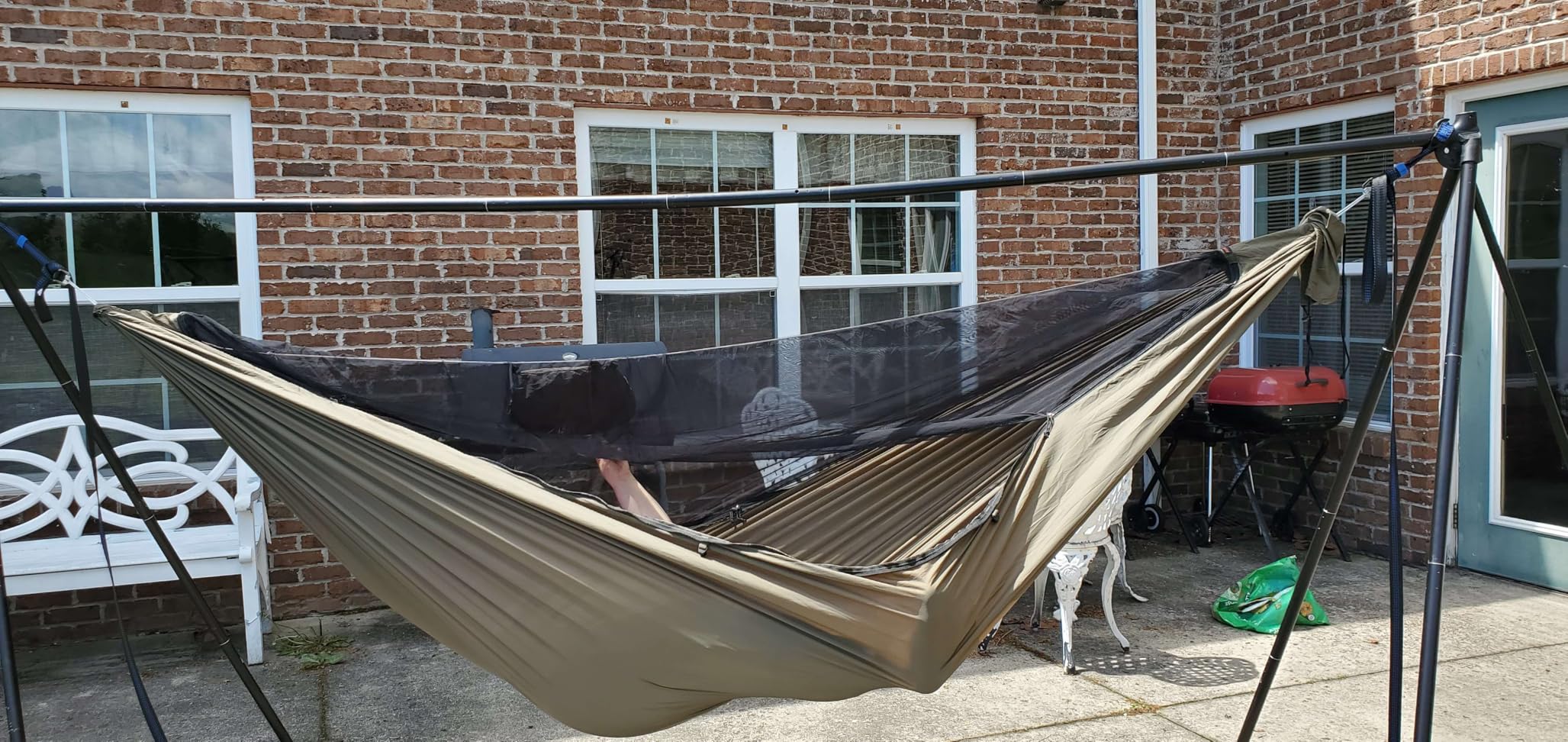 Onewind 11ft Camping Hammock with Mosquito Net and Structure Ridgeline, Lightweight Portable Hammock with 12ft Tree Straps Ideal for Outdoor Hiking Backpacking, OD Green customer photo 1