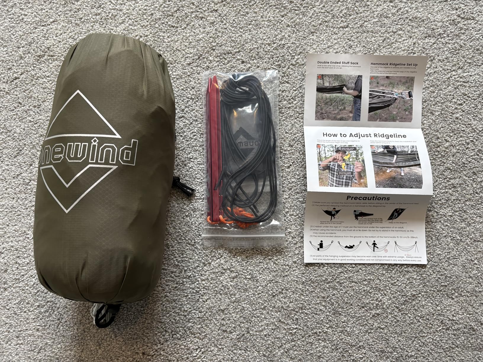Onewind 11ft Camping Hammock with Mosquito Net and Structure Ridgeline, Lightweight Portable Hammock with 12ft Tree Straps Ideal for Outdoor Hiking Backpacking, OD Green customer photo 2