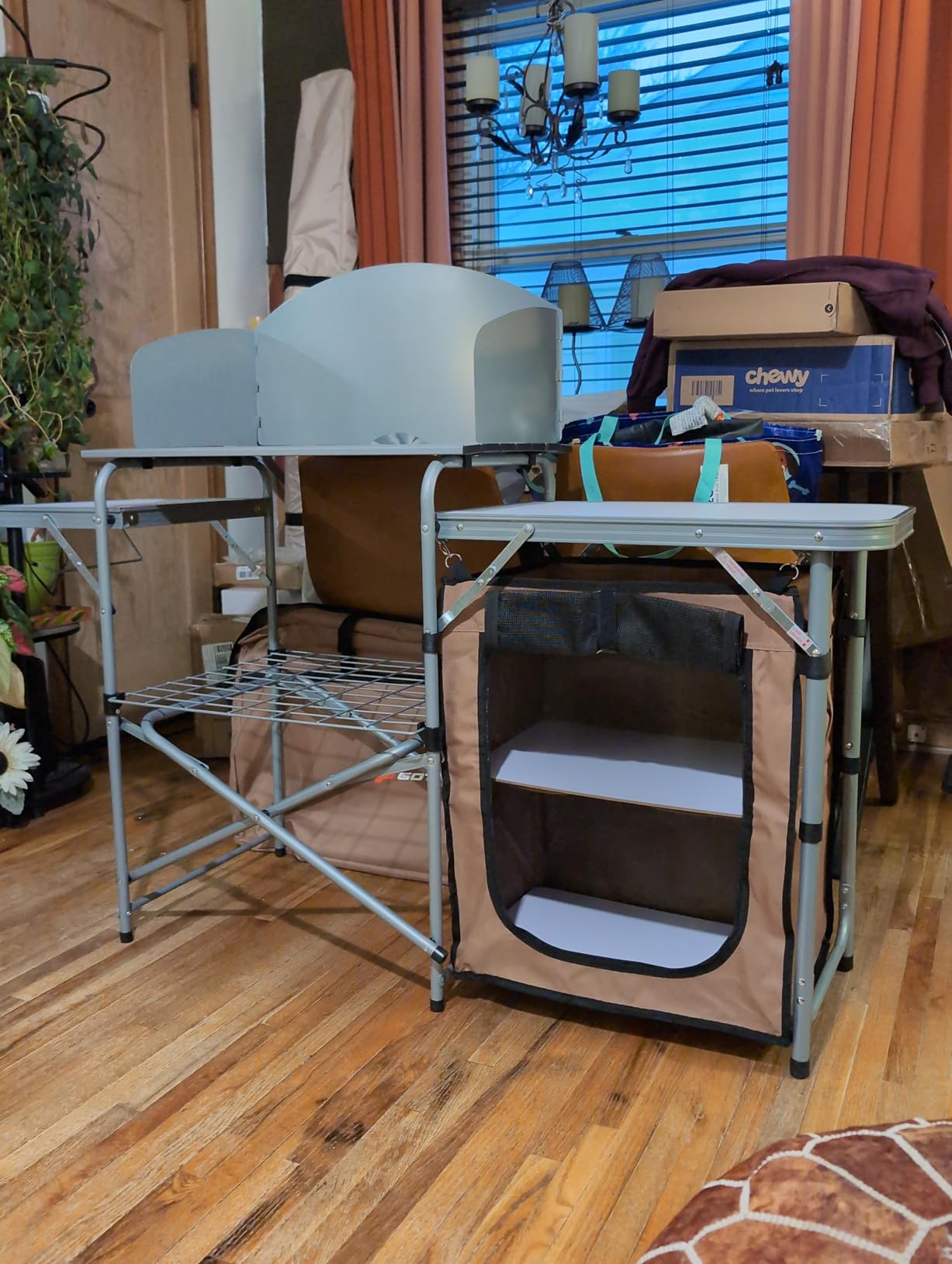 Giantex Folding Grill Table with 26'' Tabletop and Detachable Windscreen, Aluminum Portable Camp Cook Station (Grey) customer photo 1